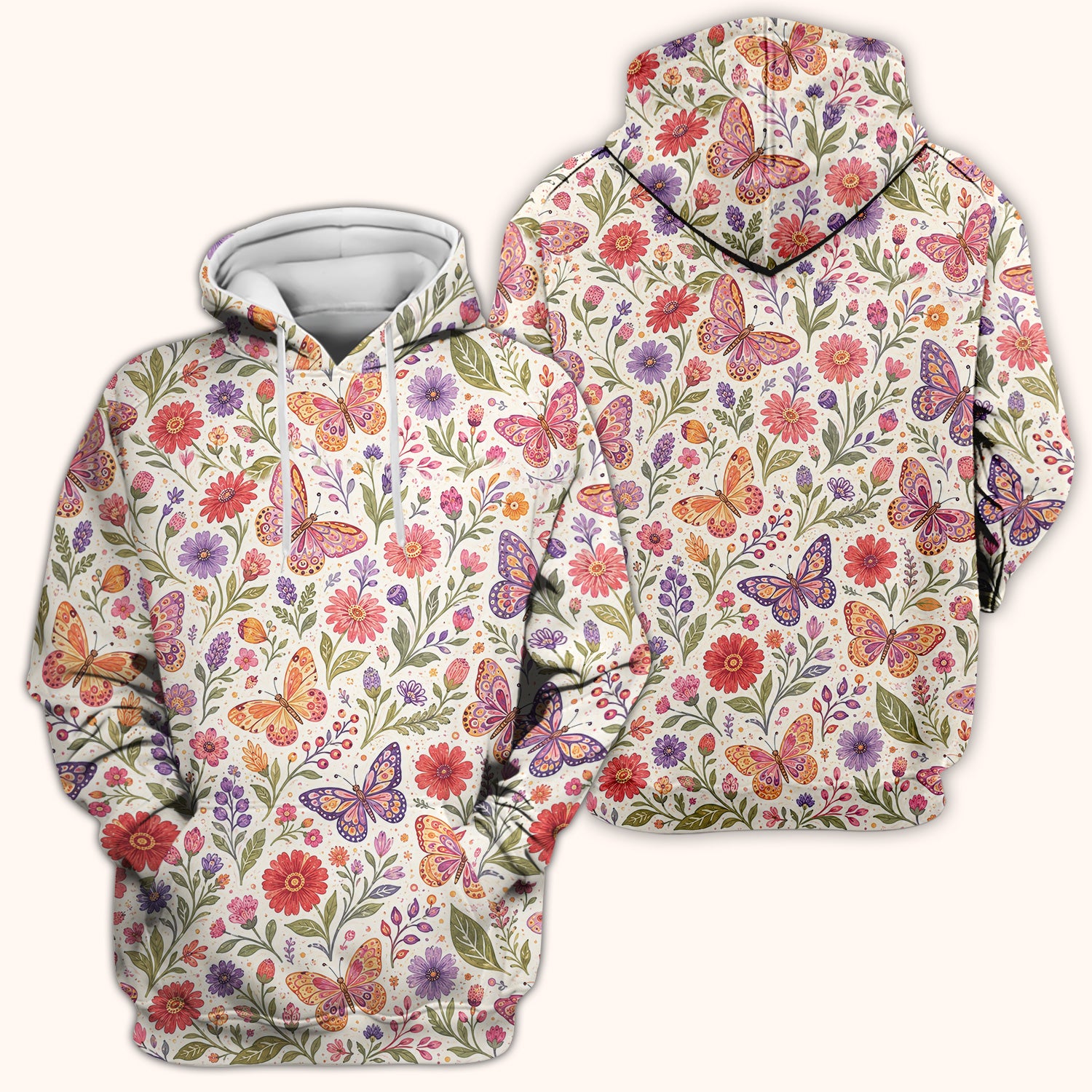 Floral Butterfly Pediatric Nurse Pattern Scrub Top, Comfortable Scrubs for Nurses