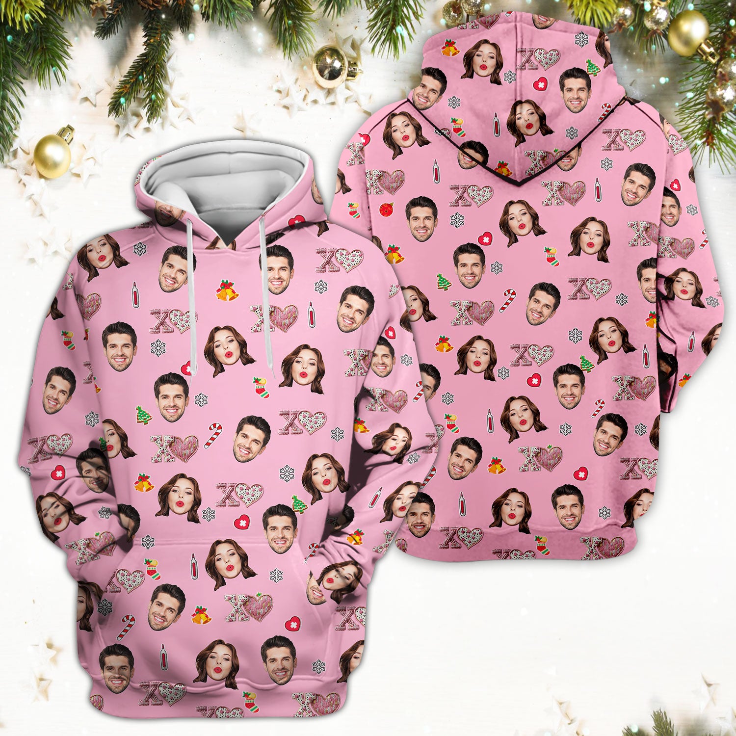 Custom Face Pattern XOXO Scrub Shirt, Personalized Photo Scrub Top, Breathable Fabrics Nursing Uniform