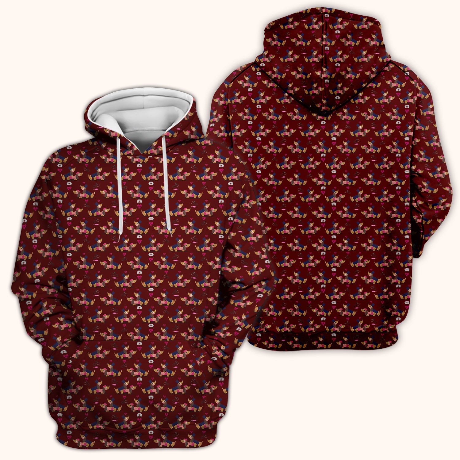 Funny Dachshund Couple Valentine Scrub Top - Nursing Gift for Women