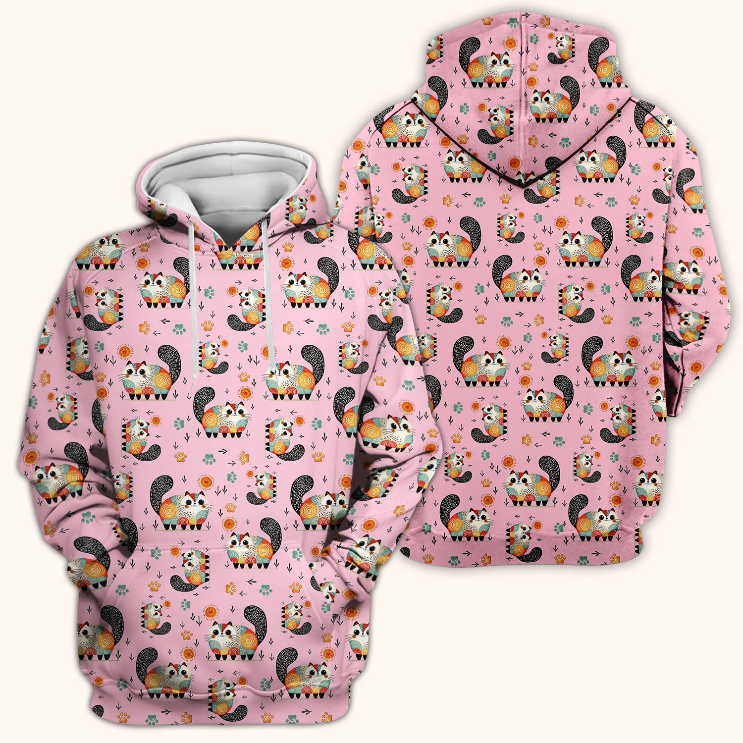 Playful Cat Illustration Nurse Scrub Top, Comfortable Scrubs for Nurses