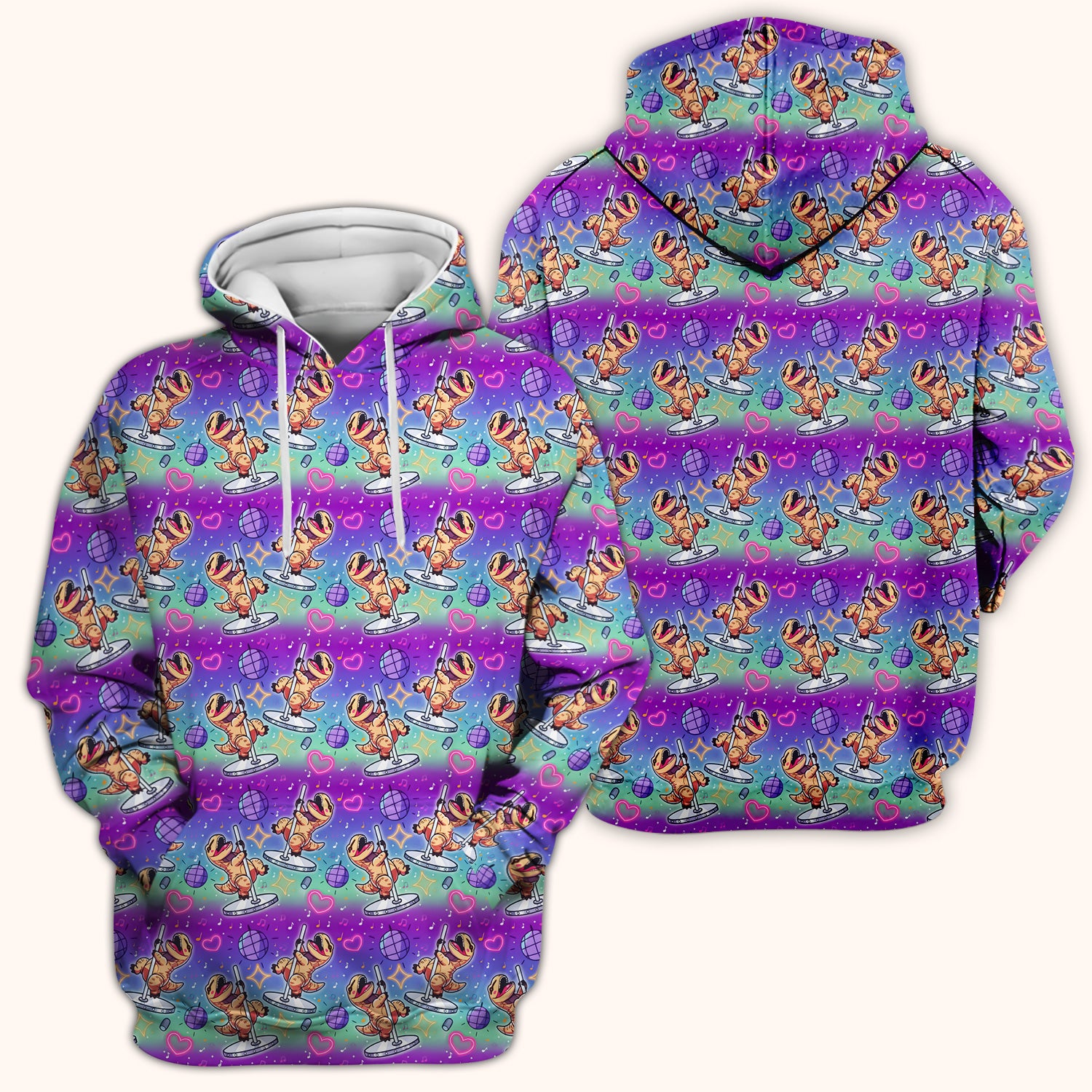 Funny Dancing Dinosaur Disco Party Pattern Nurse Scrub Top, Comfortable Scrubs for Nurses