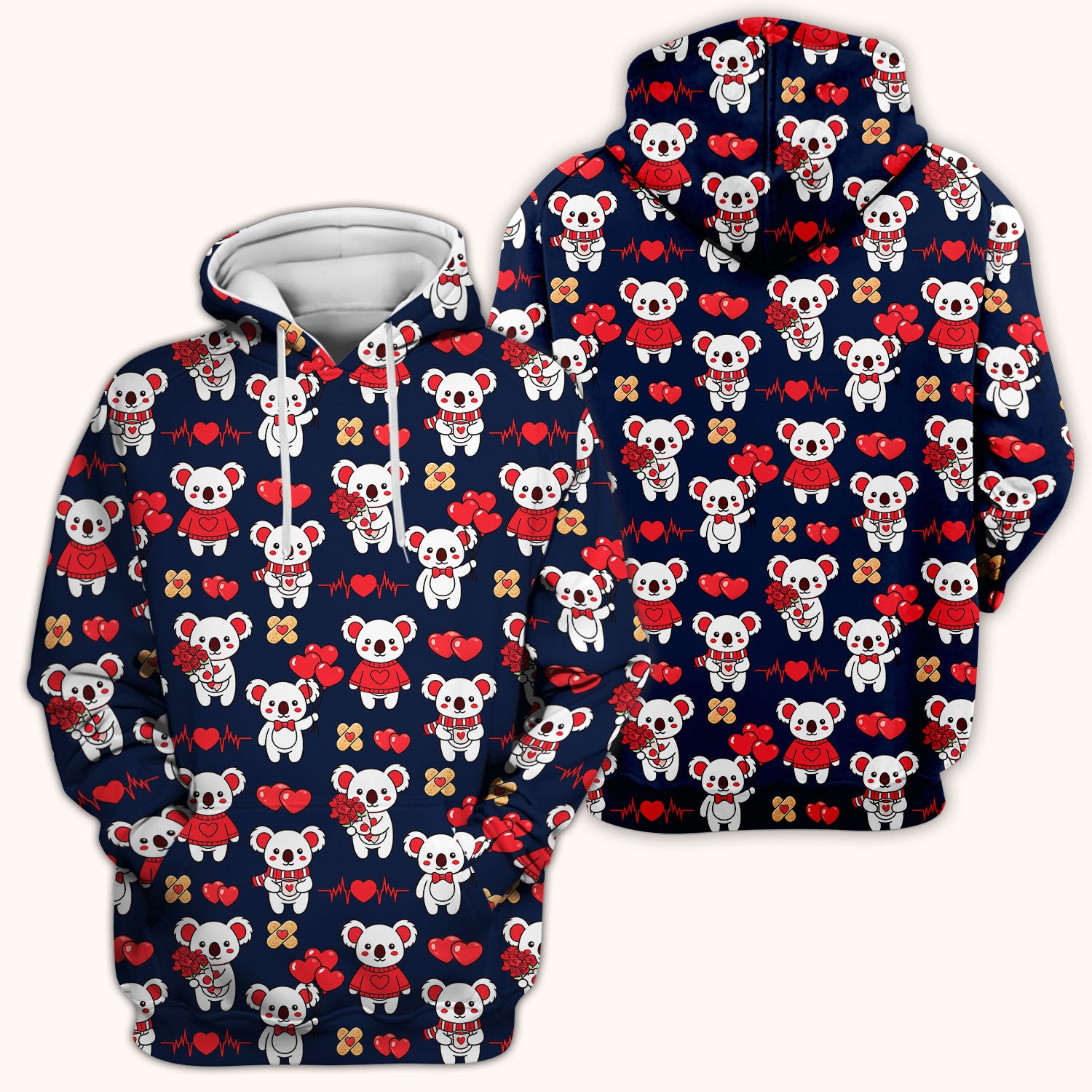 Sweet Koala Valentine Medical Design Scrub Top, Comfortable Scrubs for Nurses