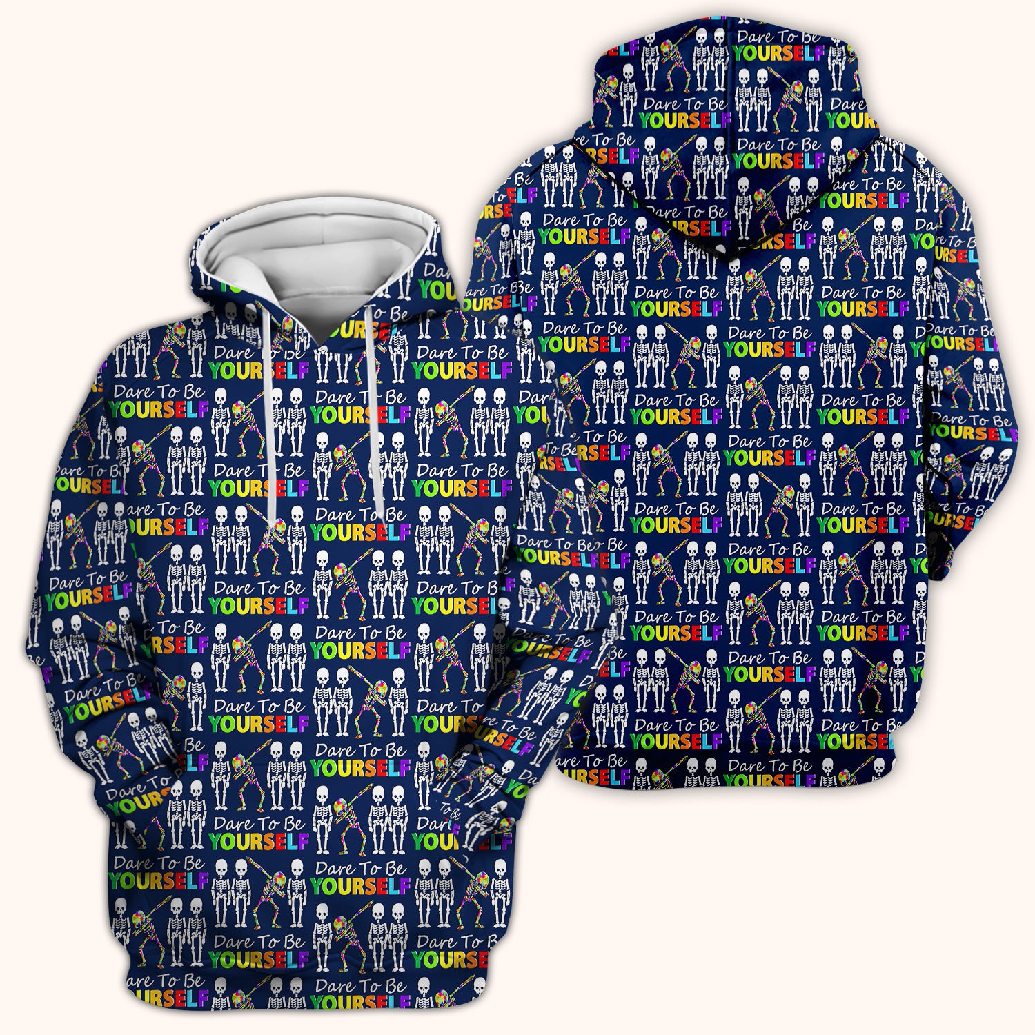 Rainbow Skeleton Dare To Be Yourself Pattern Scrubs Top, Comfortable Scrubs for Nurses