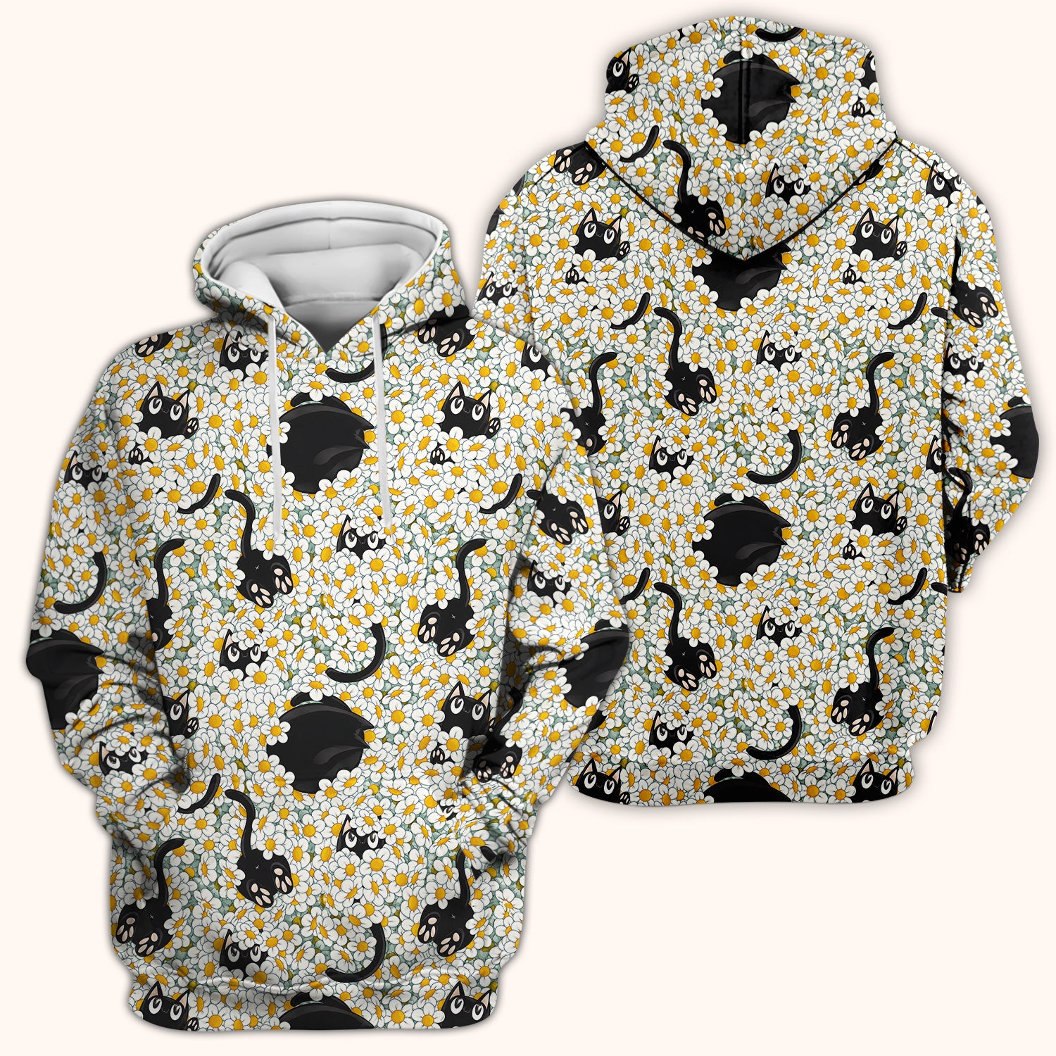 Daisy Black Cat Nurse Scrub Top for RN, CNA, Veterinary Staff, Cat Lover Uniform