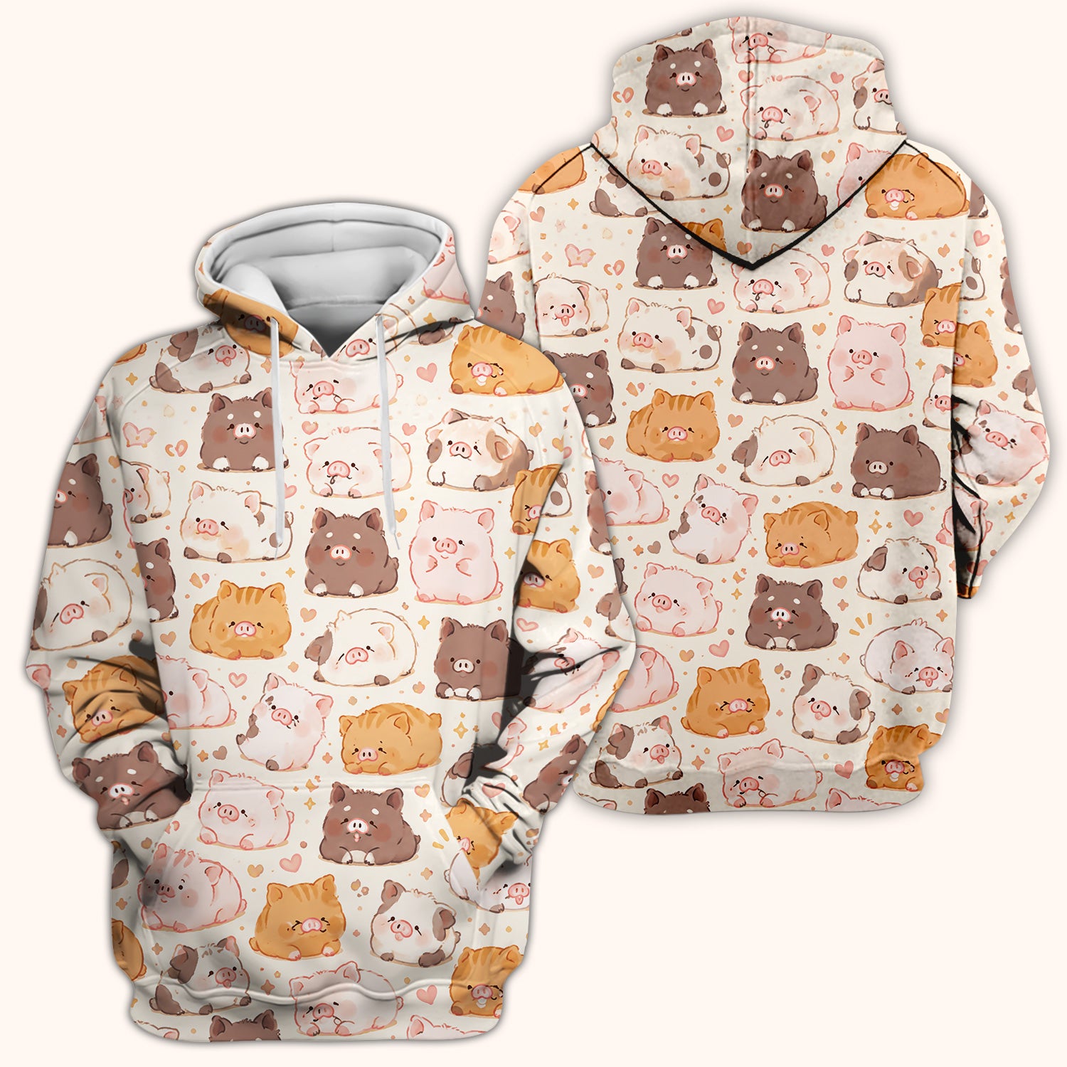 Cute Chubby Pig Nurse Print Scrub Top, Comfortable Scrubs for Nurses