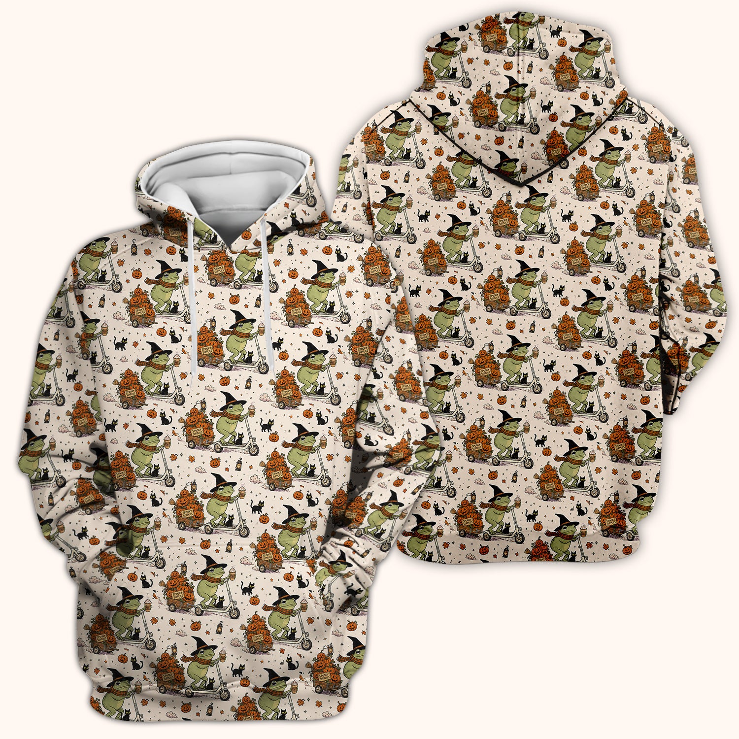 Cute Halloween Witch Frog And Pumpkins Scrub Top, Comfortable Scrubs for Nurses