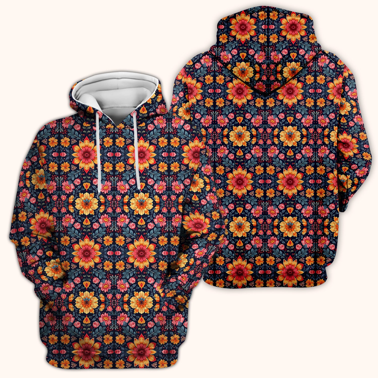 Elegant Dark Floral Pattern Scrub Top, Comfortable Scrubs for Nurses