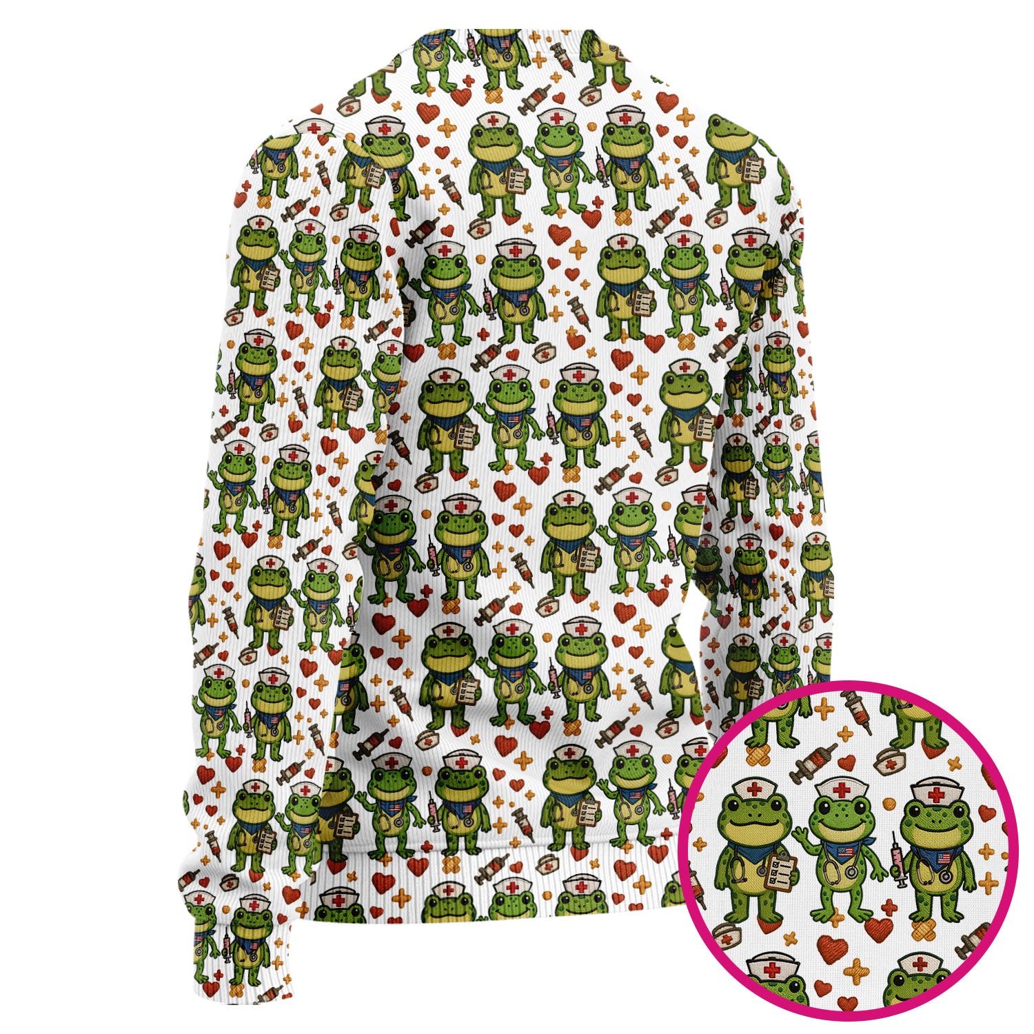 Frog Pattern Ugly Sweater, Cute Frog Sweater, Gift For Nursing