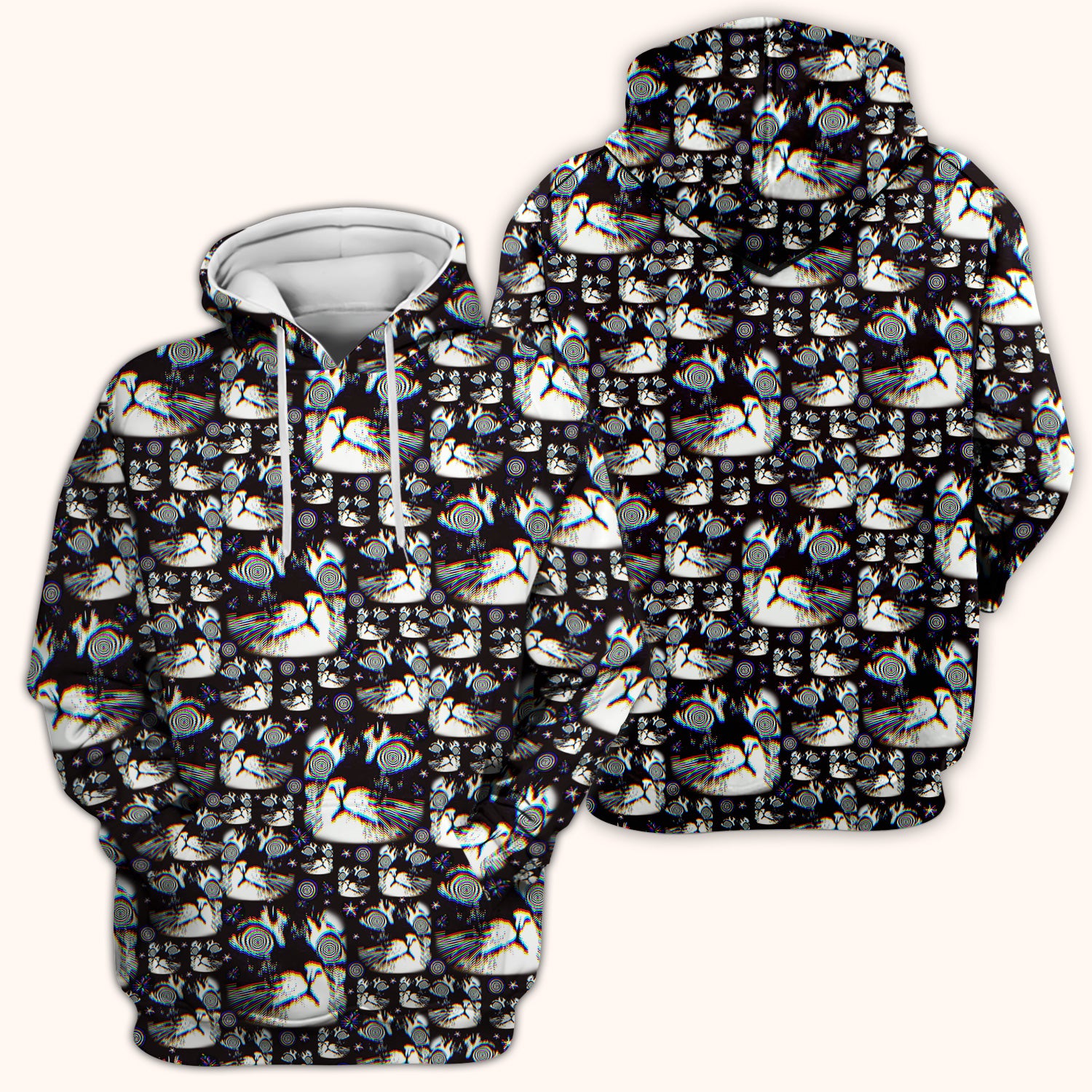 Funny Cosmic Cat Eye Spiral Pattern Scrub Top, Comfortable Scrubs for Nurses