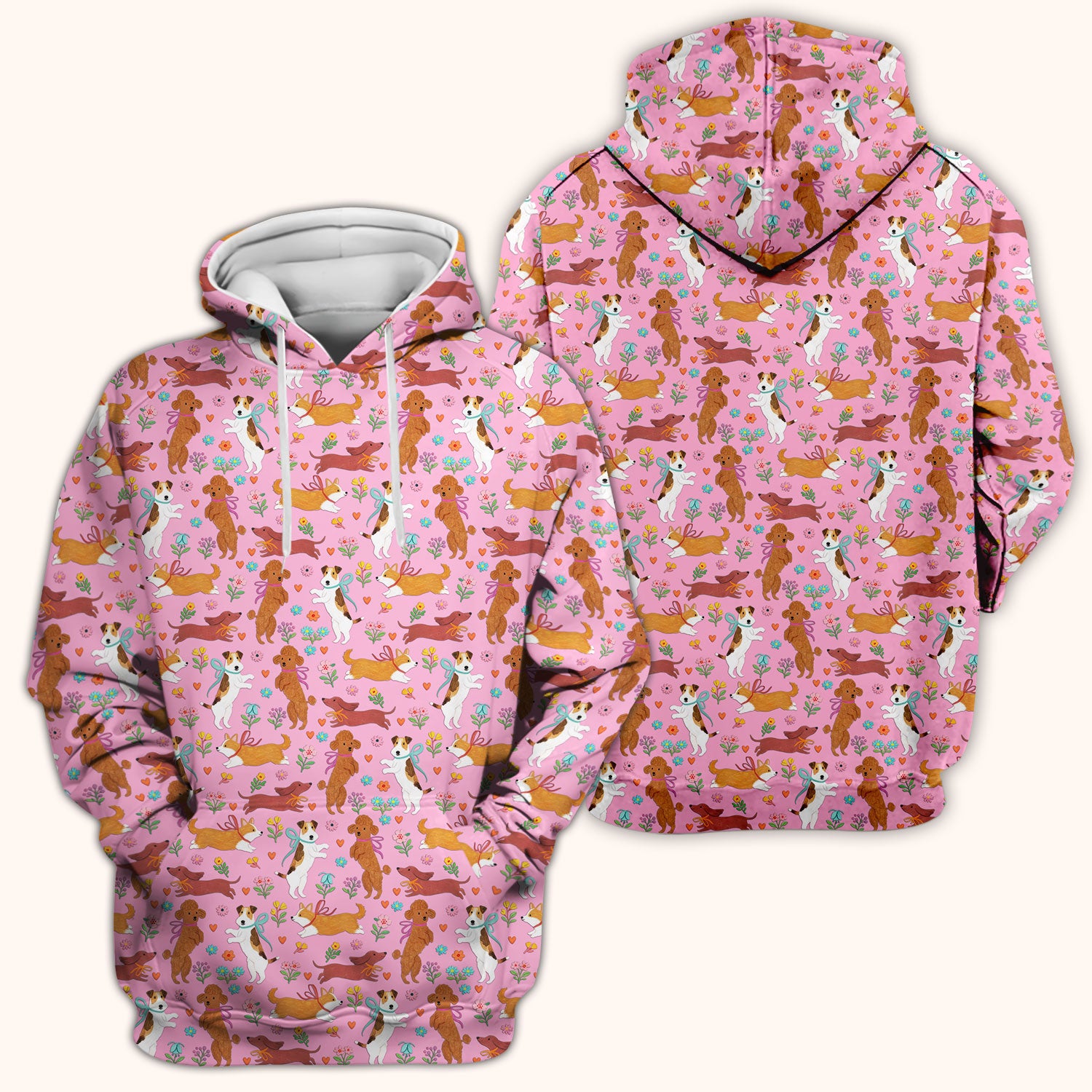 Cute Cartoon Dog Print Nurse Scrub Top, Comfortable Scrubs for Nurses