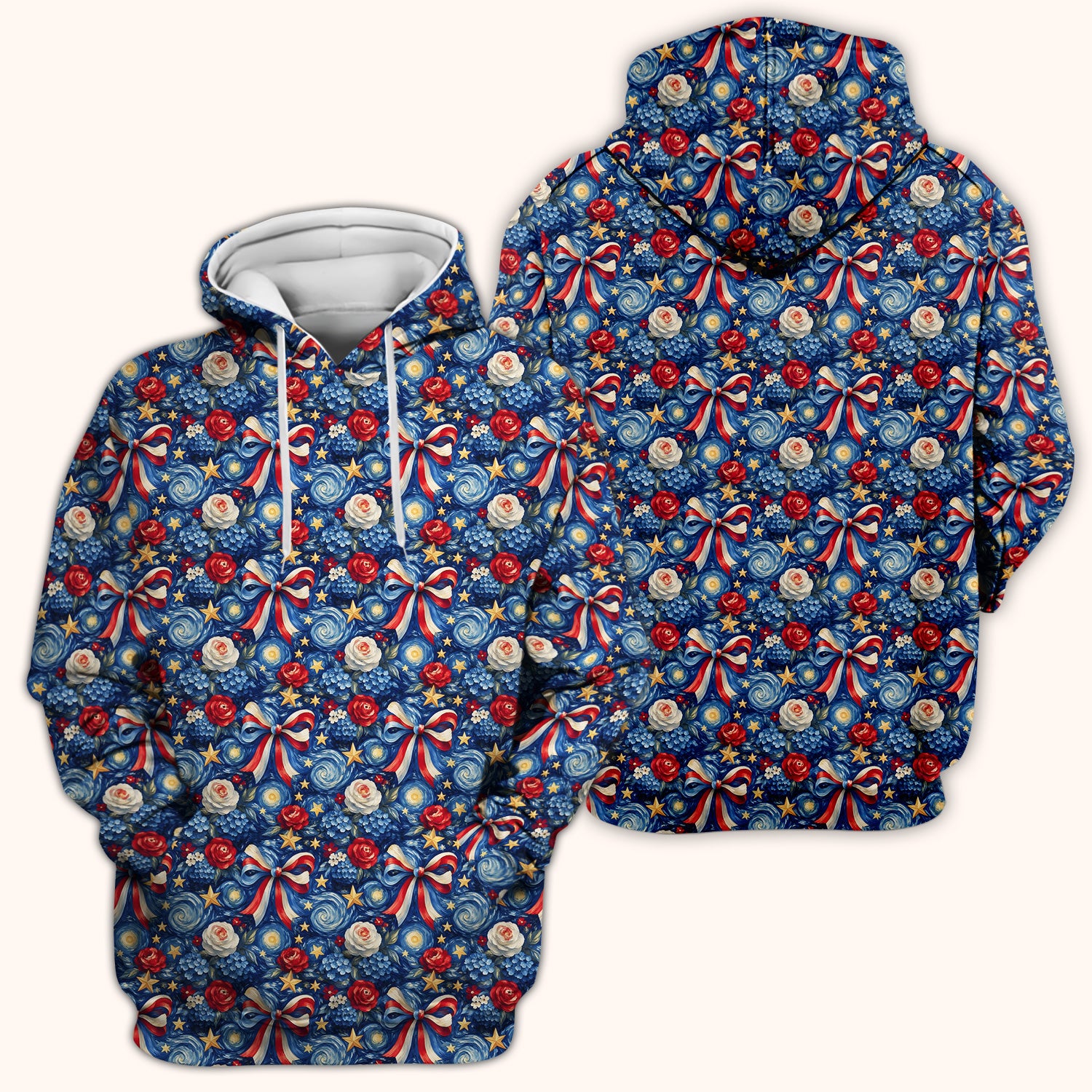 Patriotic Starry Bow Nurse for RN, CNA, Healthcare Workers Scrub Top, Comfortable Scrubs for Nurses
