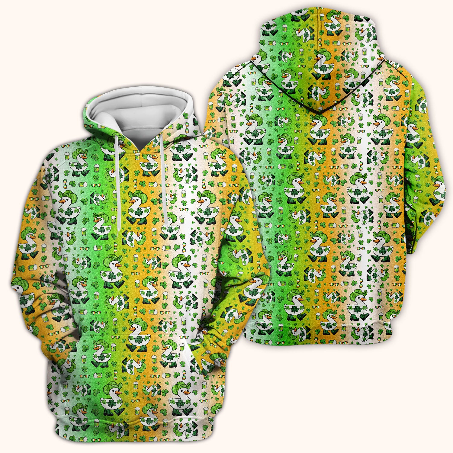 St. Patrick Goose Shamrock Medical Pattern Scrub Top, Breathable Fabrics Nursing Uniform