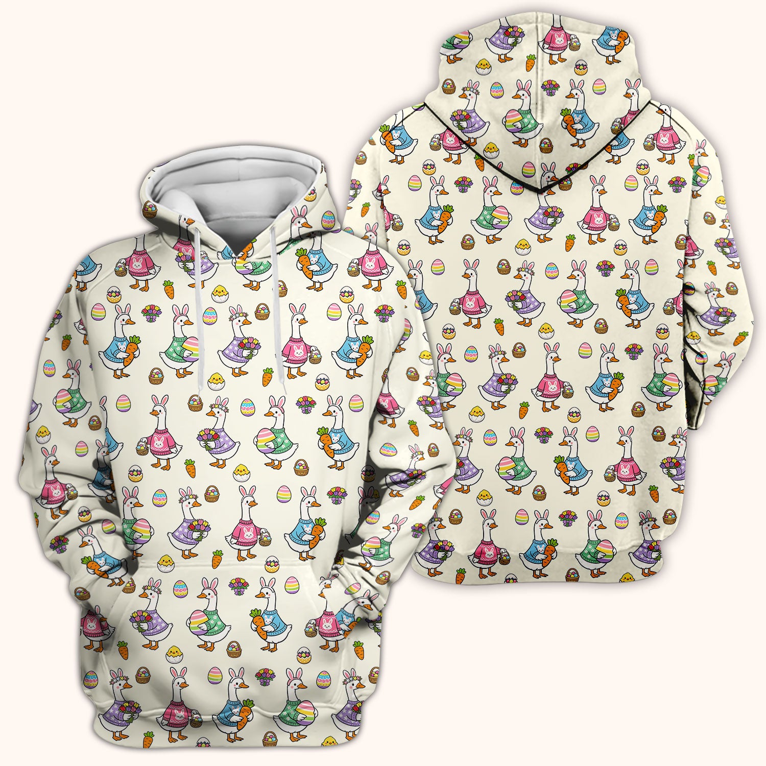 Cute Easter Goose Pattern Scrub Top, Breathable Fabrics Nursing Uniform