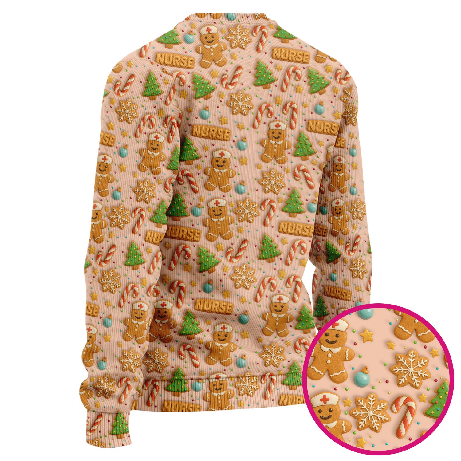 Cute Gingerbread Christmas Scrubs for Women - Holiday Cookie Pattern Scrub Top & Pants - Festive Christmas Scrubs with Charming Design