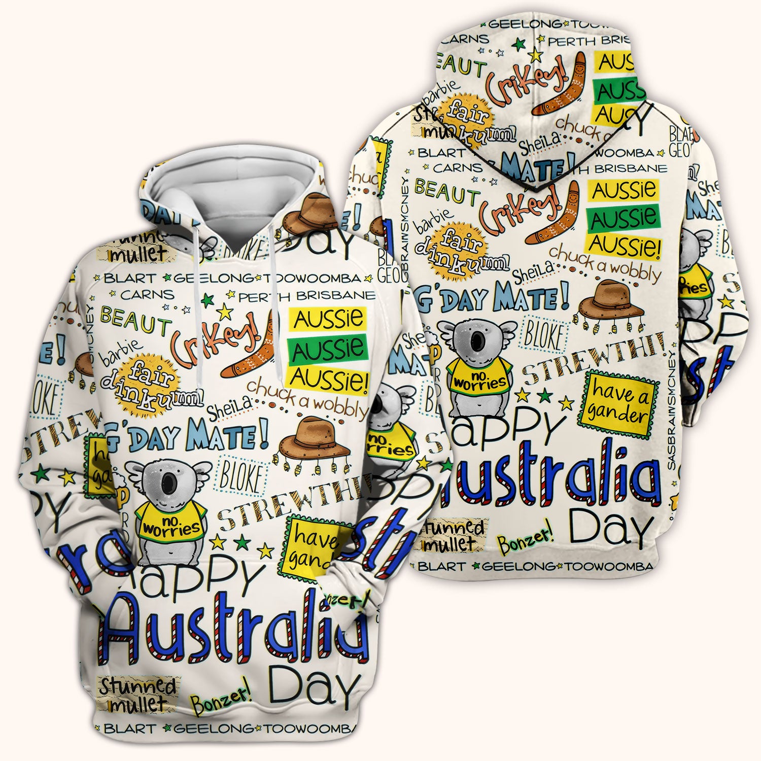 Cute Cartoon Koala Australia Pattern Scrub Top, Breathable Fabrics Nursing Uniform