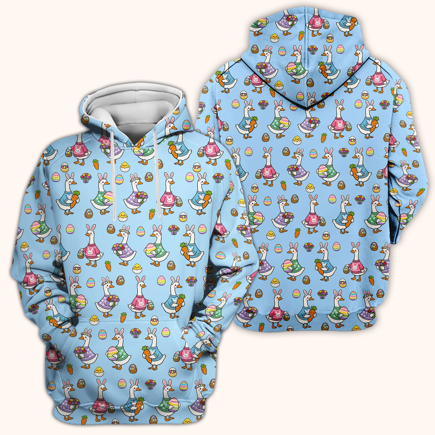 Cute Easter Goose Pattern Scrub Top, Breathable Fabrics Nursing Uniform