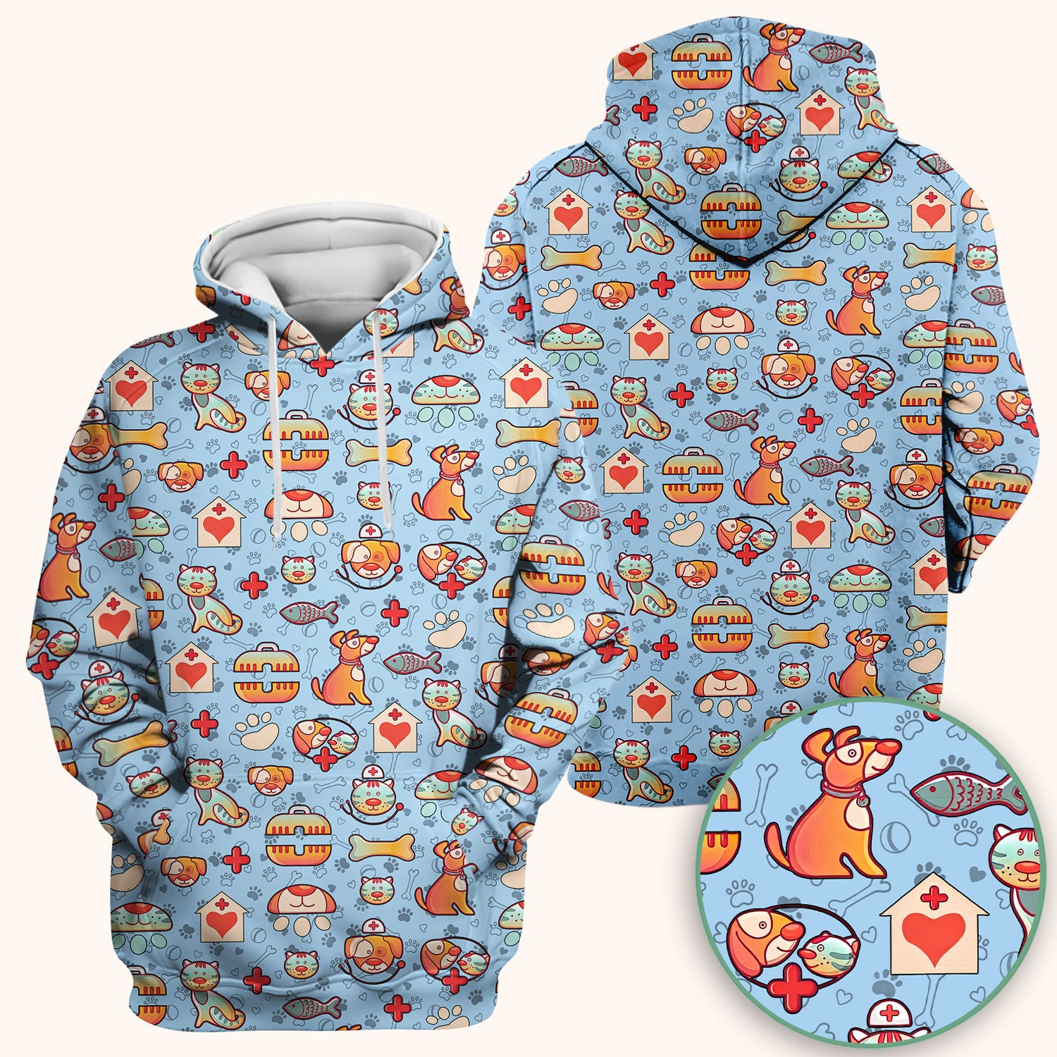 Veterinary Nurse Scrub Top - Cute Cat Dog Paw Print Medical Shirt - Fun Animal Pattern Vet Tech Scrubs for Women RN CNA