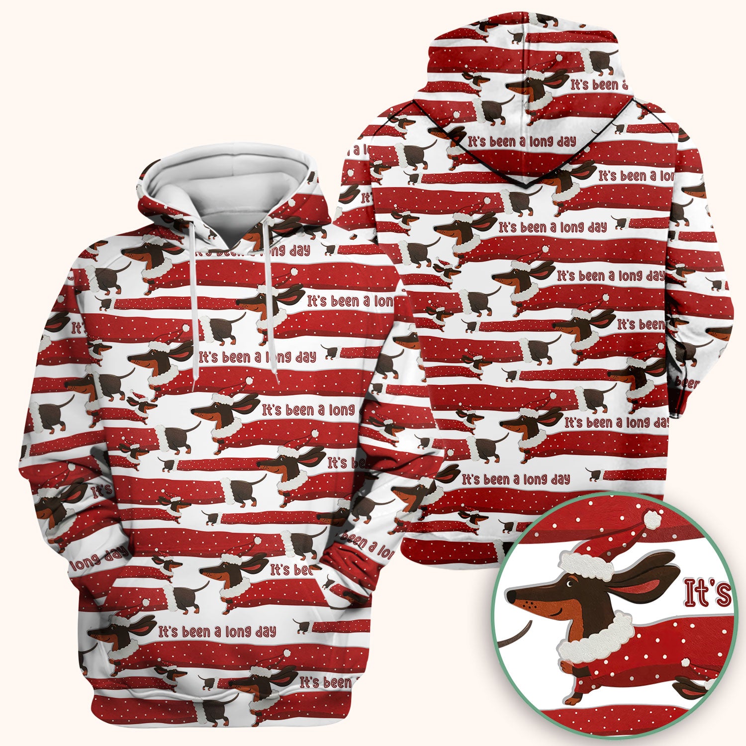 Funny Dachshund Christmas Scrub Top - It's Been a Long Day Shirt - Cute Wiener Dog Holiday Medical Uniform for Women