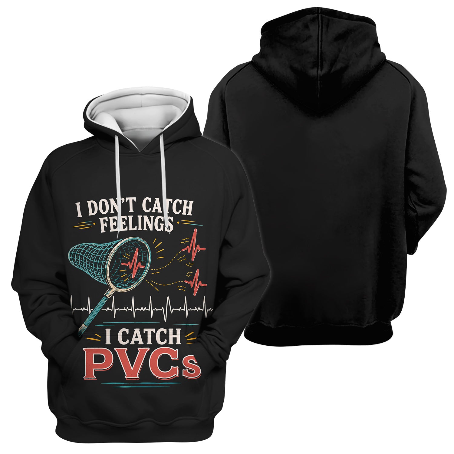 I Don't Catch Feelings I Catch PVCs Pattern Scrub Top, Comfortable Scrubs for Nurses