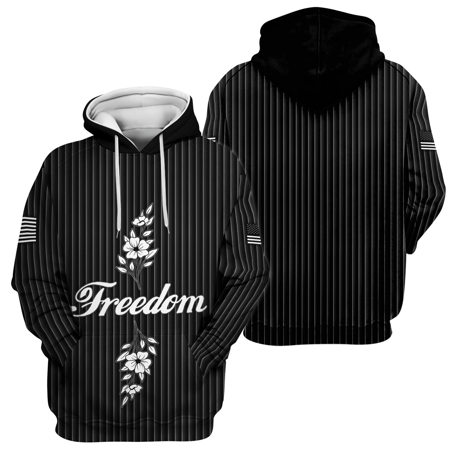 Freedom Shirt Women Scrub Top - Minimalist Floral Medical Uniform - Elegant White Stripe Nursing Gift for RN LPN CNA