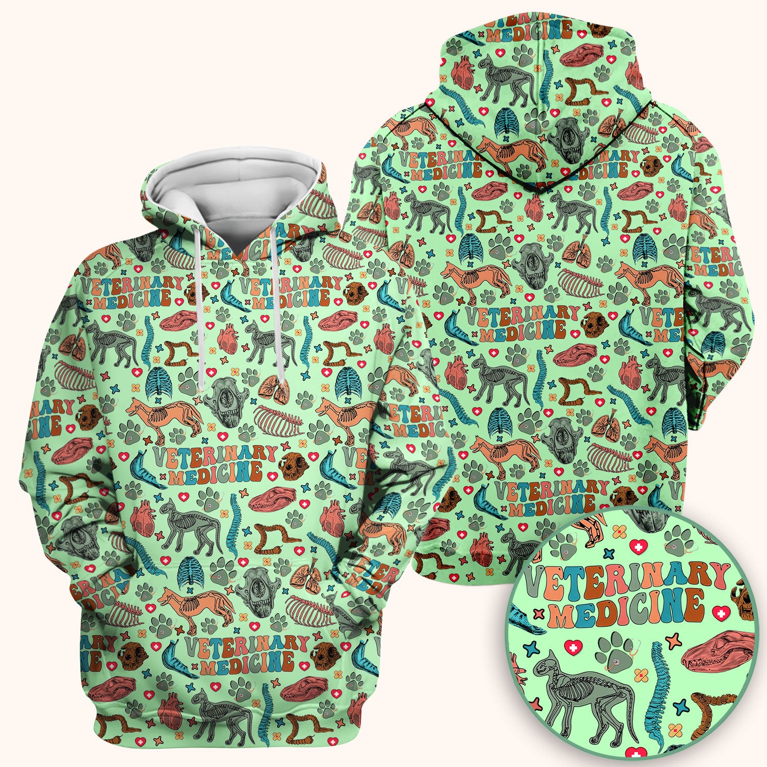 Vet Tech Scrub Top - Veterinary Medicine Pattern - Animal Medical Uniform for Women Nurse Gift