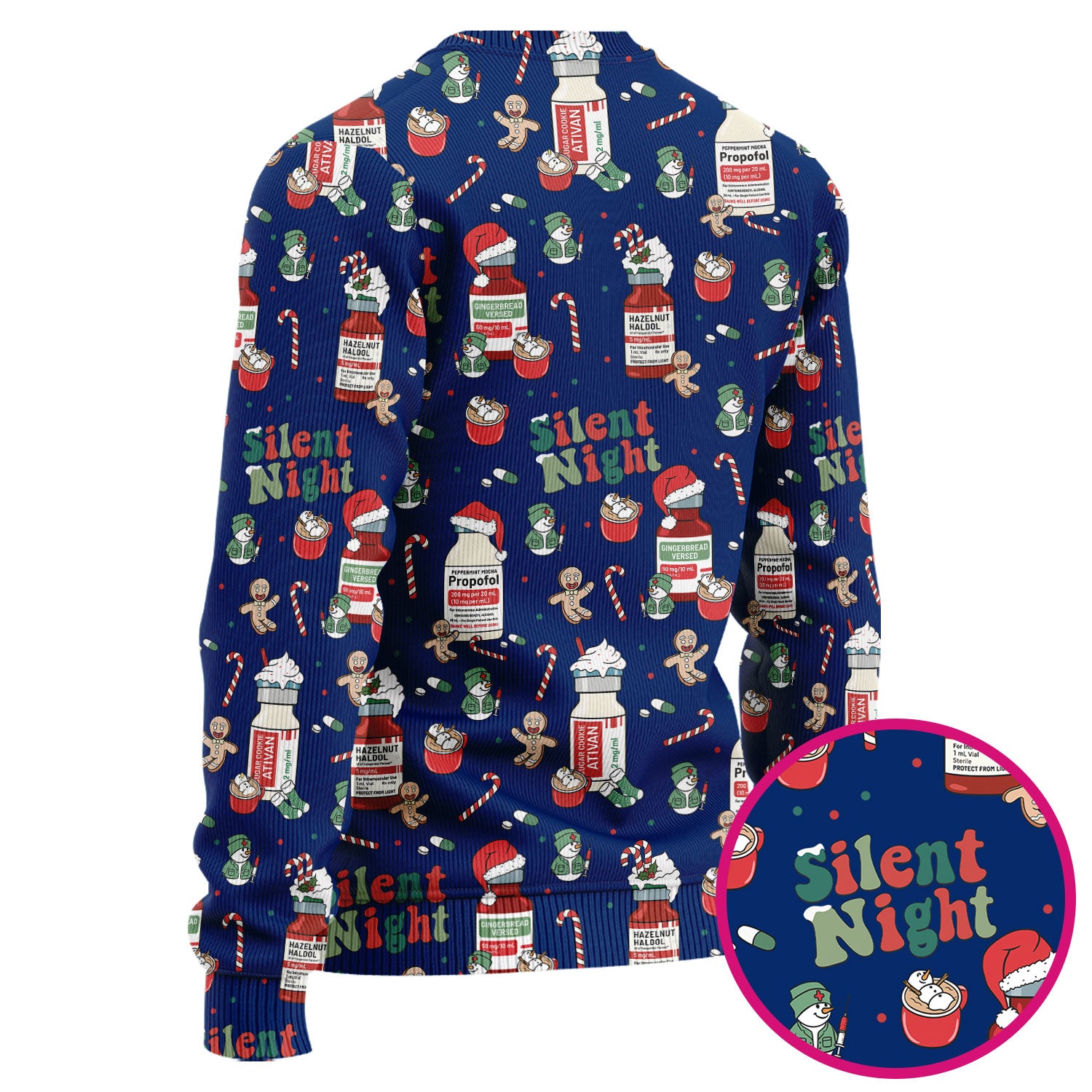 Christmas Medicine Scrub Set for Nurses - Silent Night Propofol Print Scrubs Pants and Top - Funny Holiday Medical Scrub Gift for Women RN CNA LPN