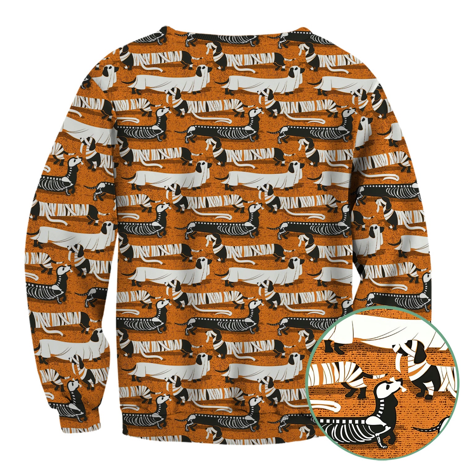 Dachshund Halloween Scrub Shirt - Multi Color Dog Print Scrub Top - Funny Skeleton Nurse Scrubs Gift for Women Men, CNA, RN