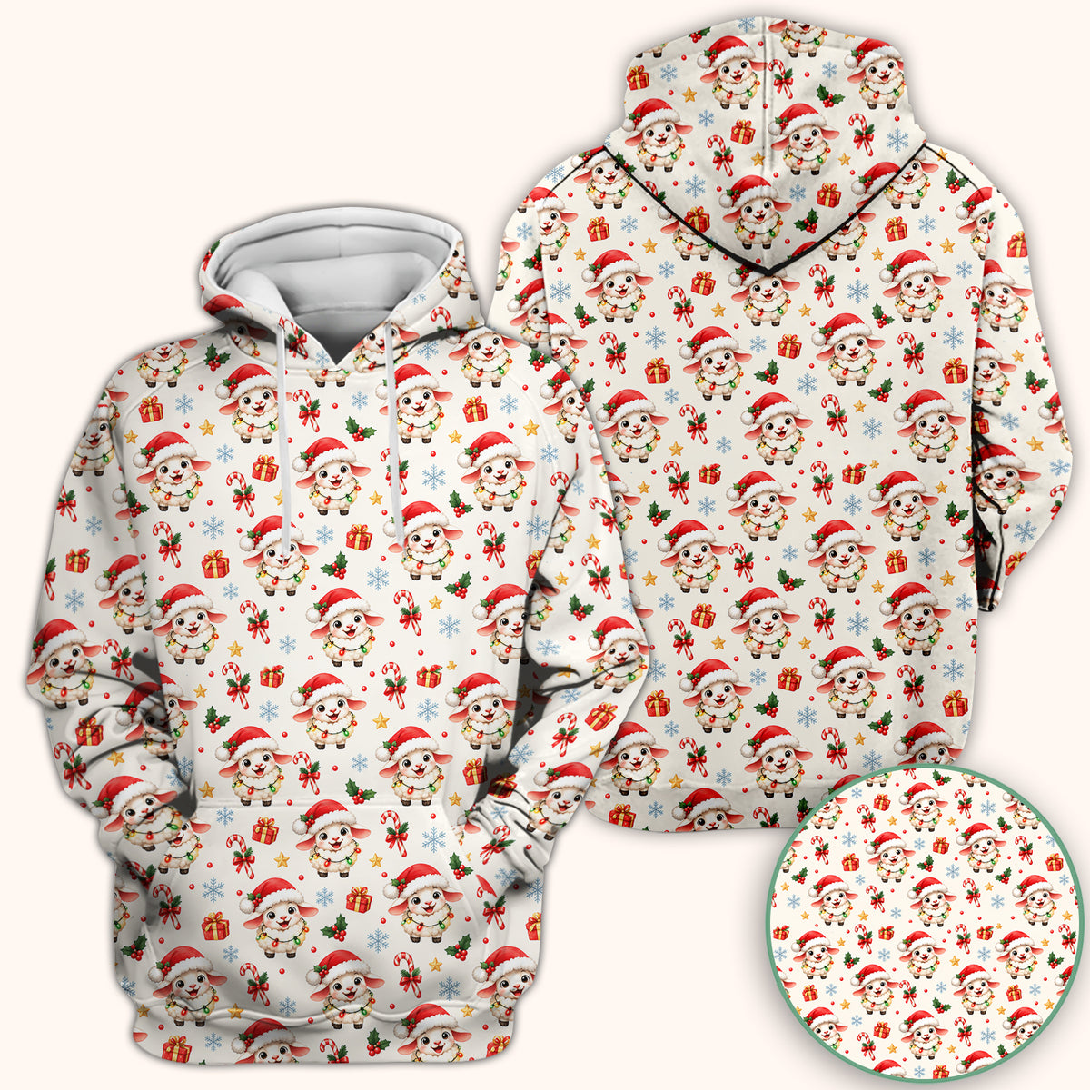 Christmas Lamb With Lights Scrub Top, Comfortable Scrubs for Nurses