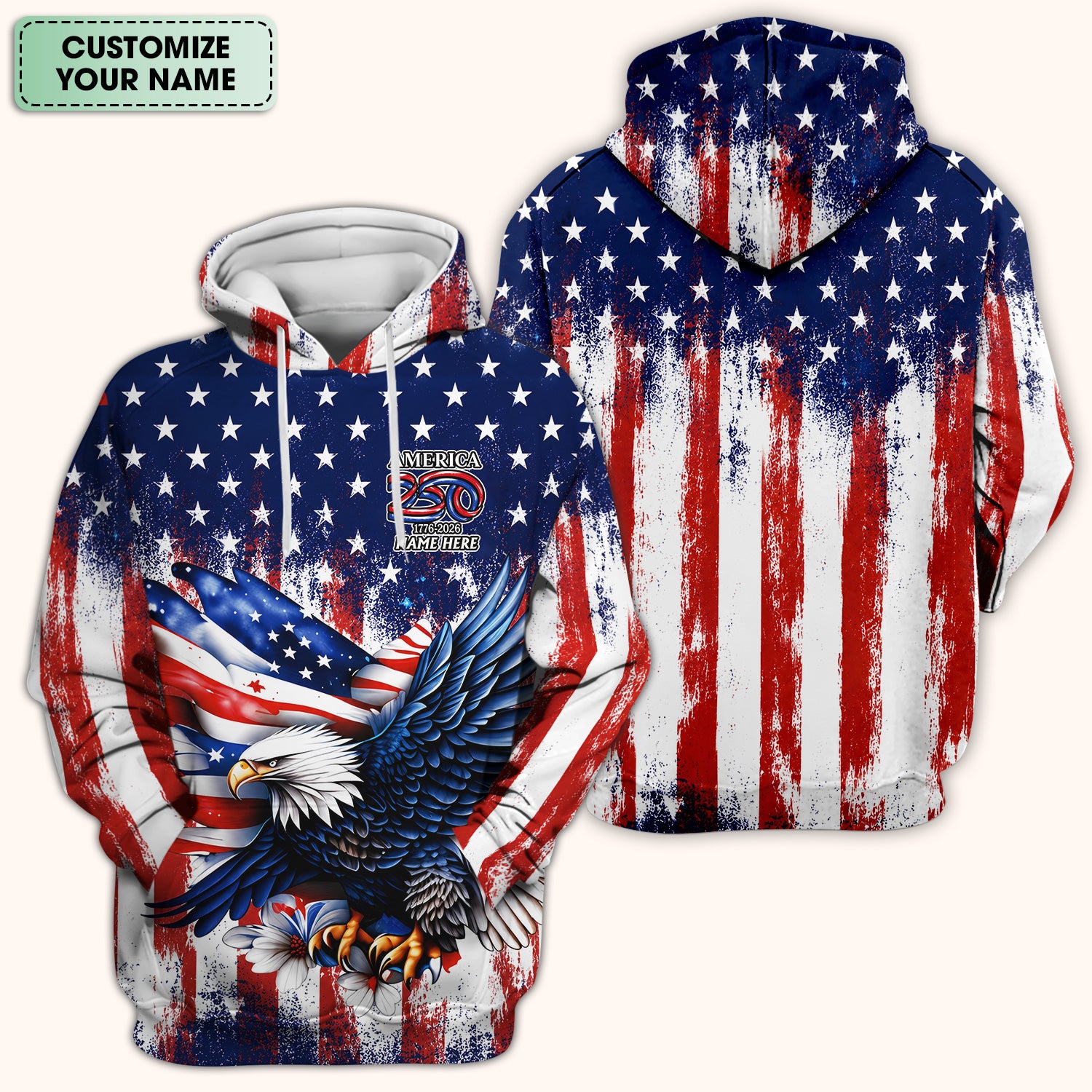Personalized Patriotic Eagle Flag Pattern Scrub Top, Comfortable Scrubs for Nurses