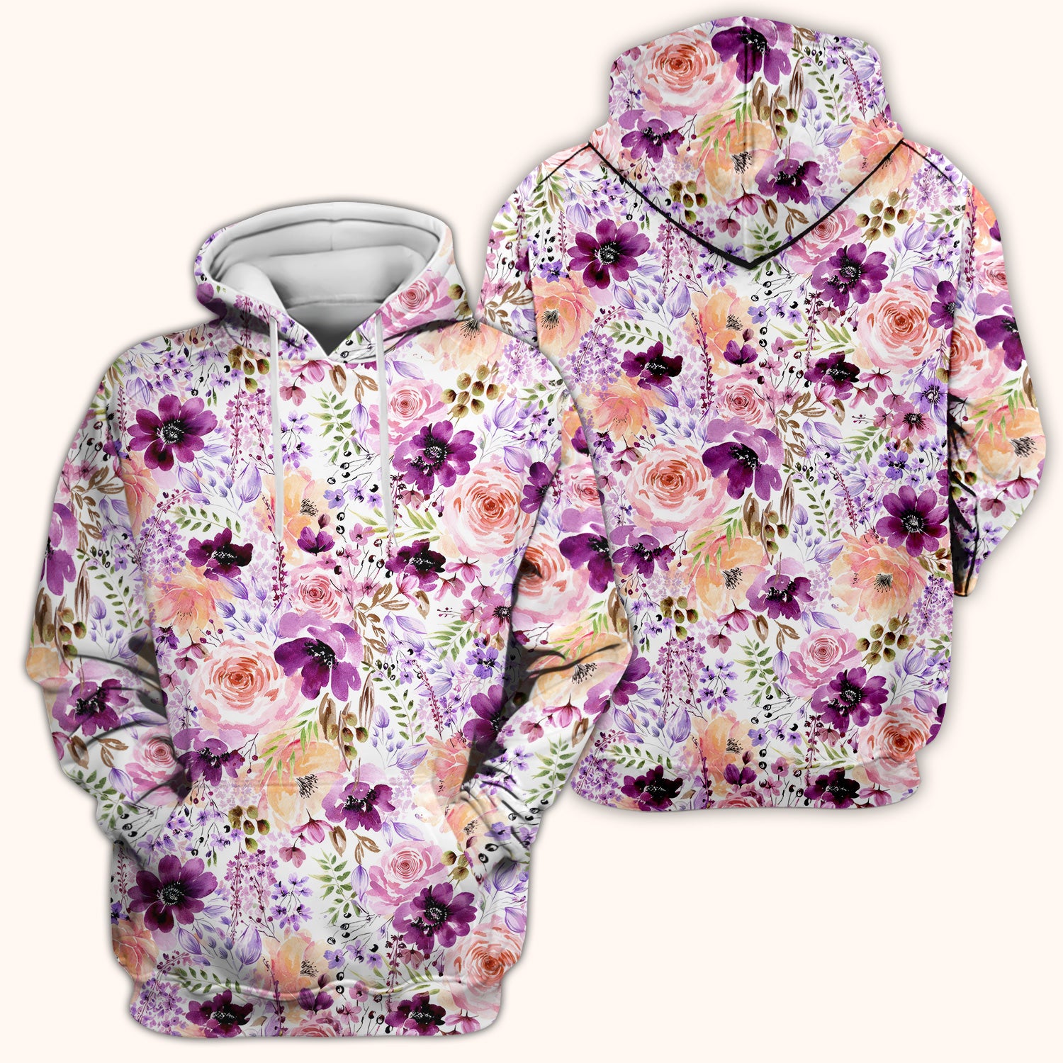 Elegant Watercolor Floral Bloom Scrub Top, Comfortable Scrubs for Nurses