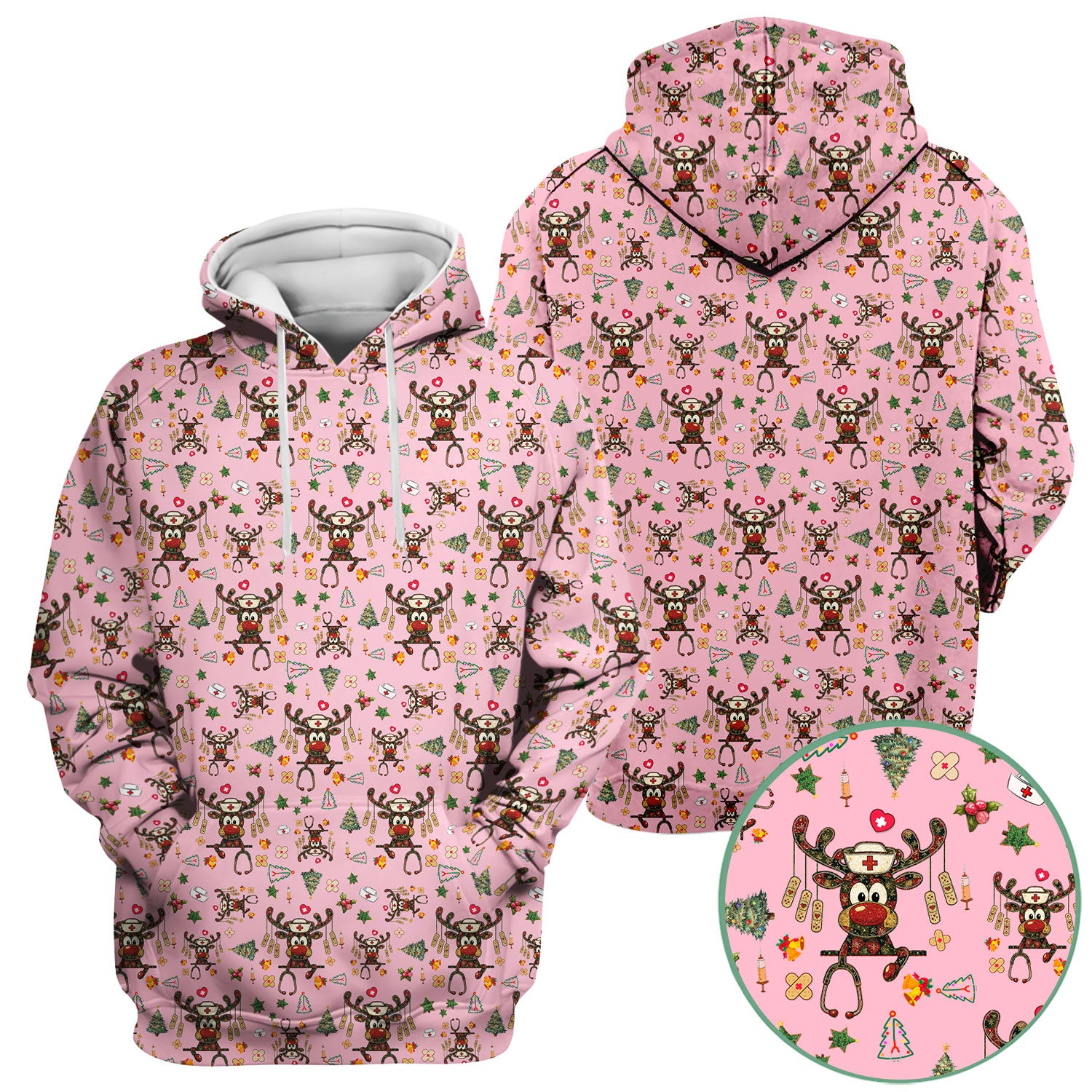 Reindeer Christmas Nurse Scrub Top - Funny Holiday Scrub Shirt - Cute Medical Uniform for Women RN LPN CNA Gift