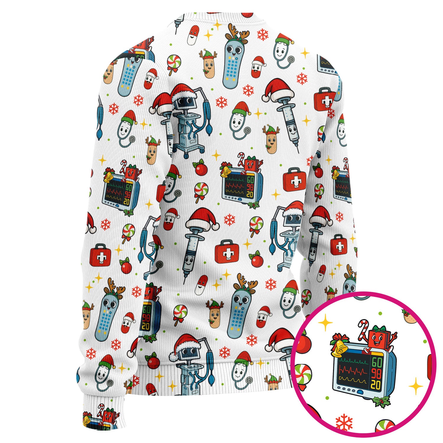 Christmas Nurse Scrub Set - Funny Robot and Reindeer Pattern Medical Scrubs - Cute Holiday Matching Set for Women Nurses