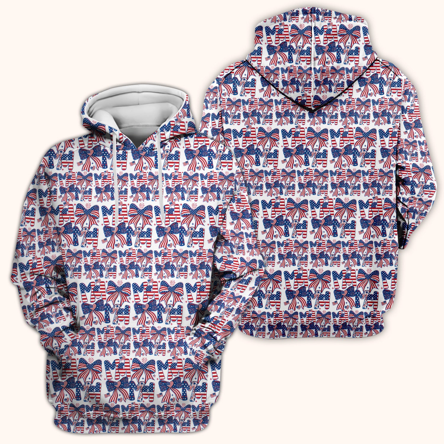American Flag MaMa Bow Pattern Scrub Top, Comfortable Scrubs for Nurses