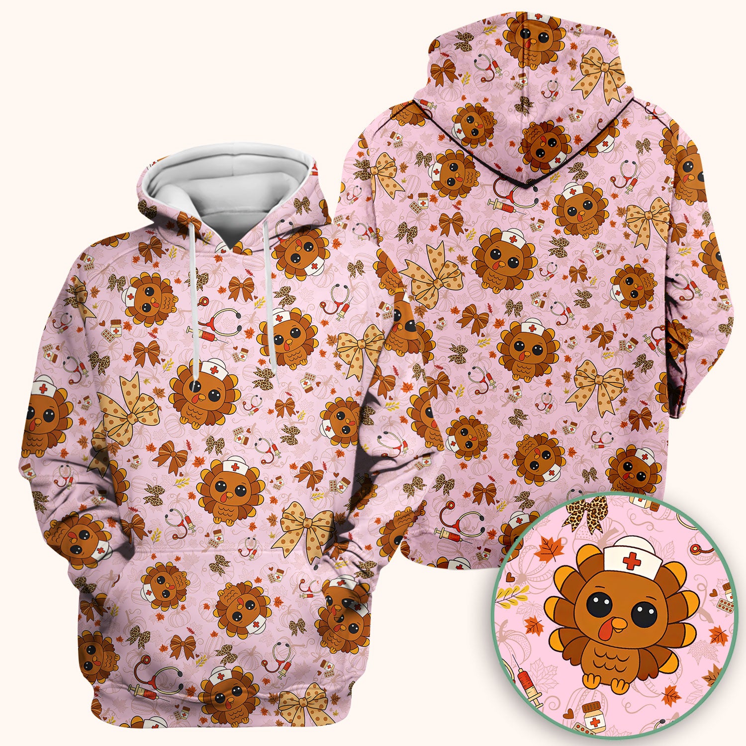 Thanksgiving Turkey Scrub for Nurses - Breathable Fabrics Nursing Uniform - Autumn Med Shirt Gift for Women