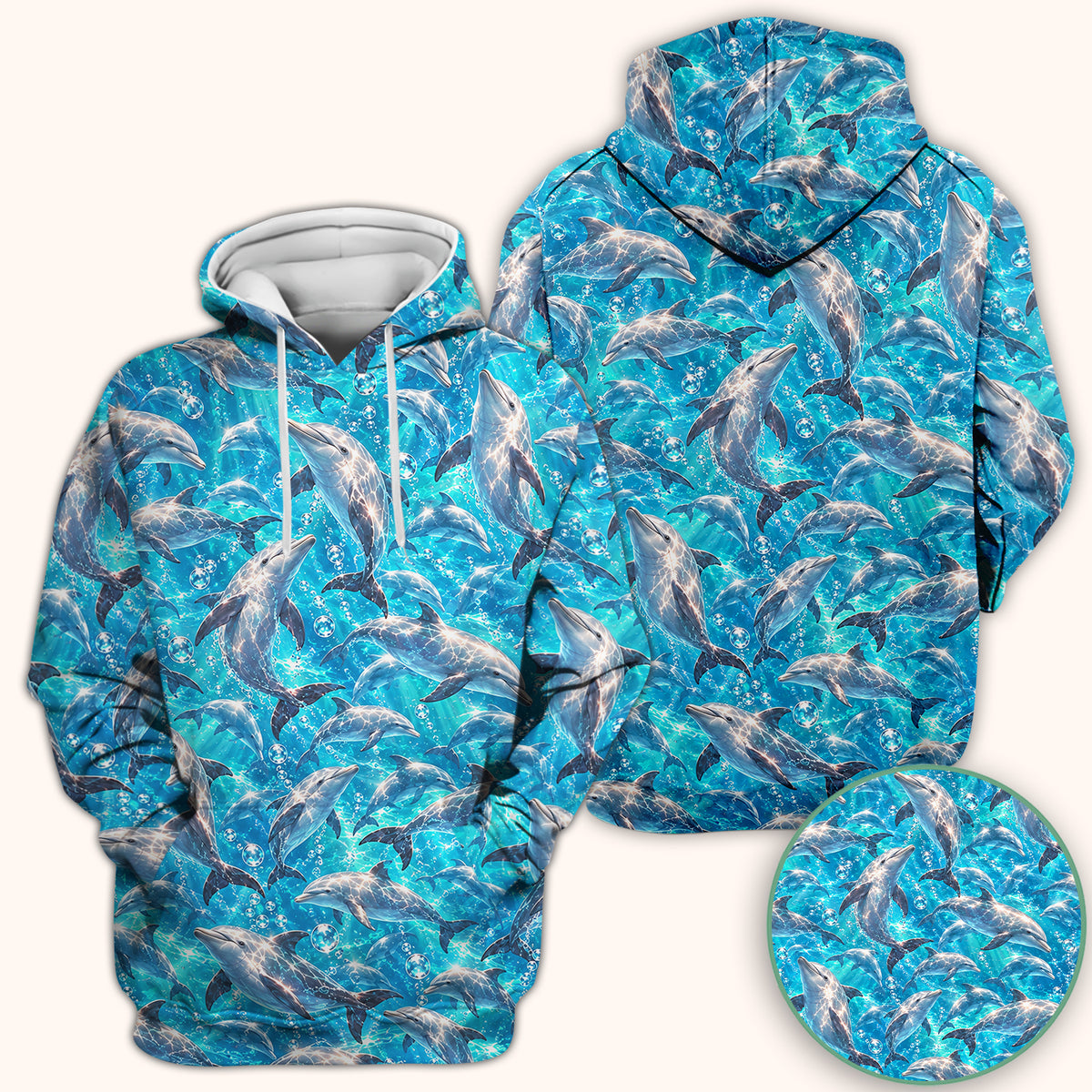 Blue Ocean Dolphin Pattern Scrub Top, Comfortable Scrubs for Nurses