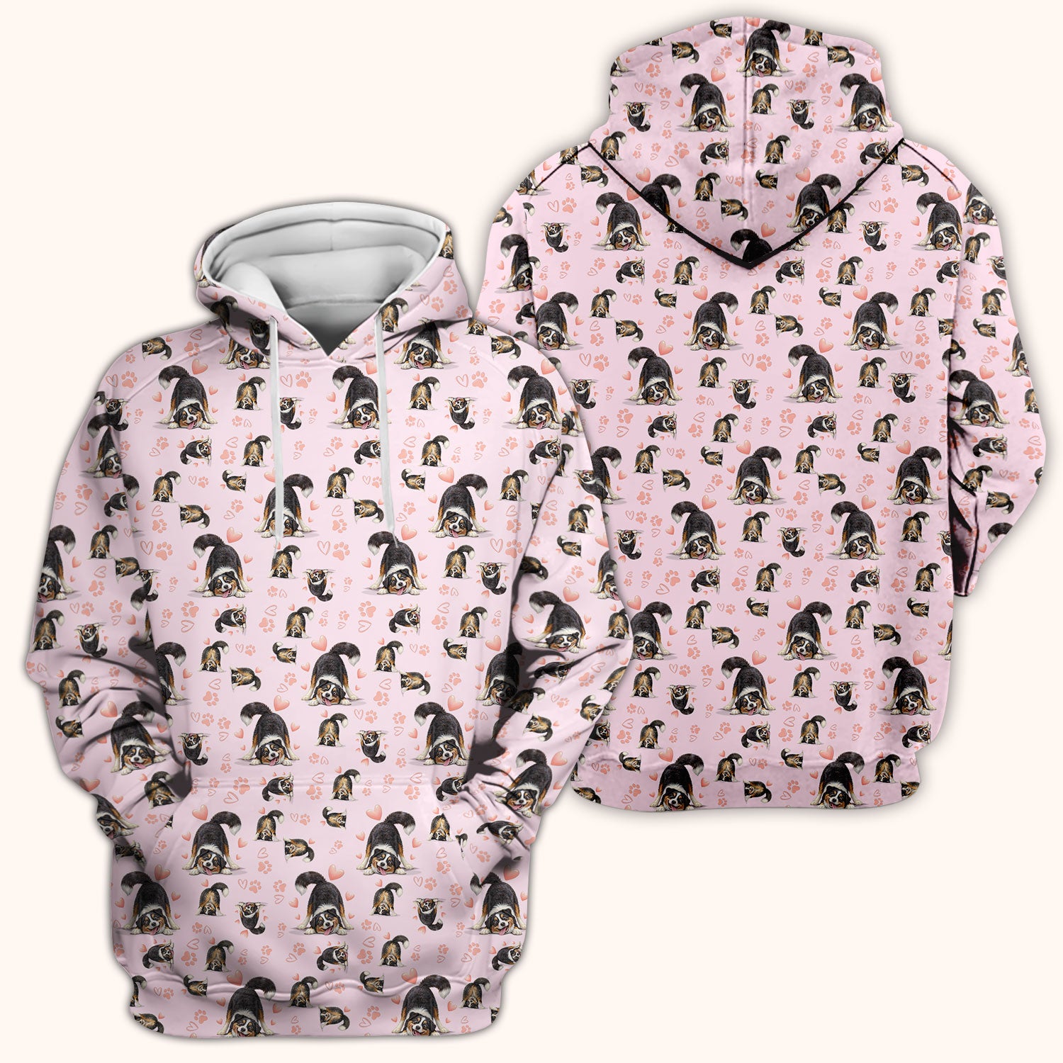 Playful Dog Heart Medical Print Scrub Top, Breathable Fabrics Nursing Uniform