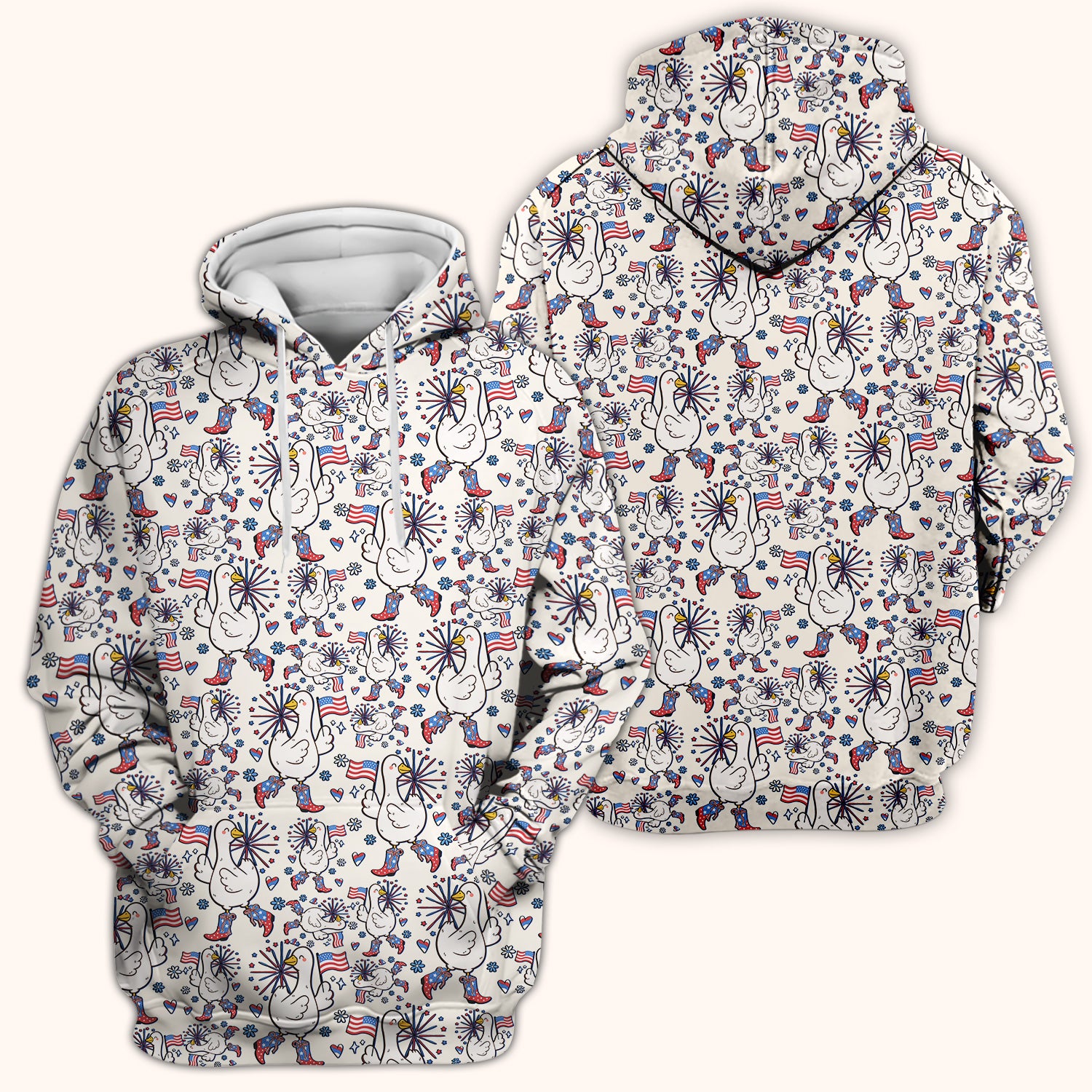 Patriotic Goose With USA Flag Fireworks Scrub Top, Comfortable Scrubs for Nurses