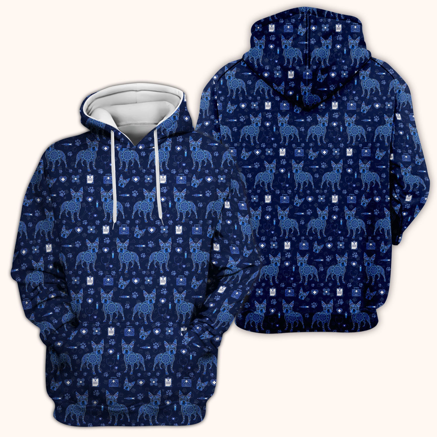 Blue Heeler Australian Cattle Dog Scrub Top, Australia Dot Art Pattern Shirt, Breathable Fabrics Nursing Uniform