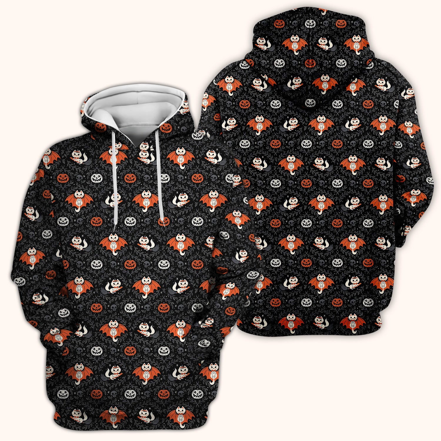 Cute Halloween Vampire Cat Pattern Scrub Top, Comfortable Scrubs for Nurses