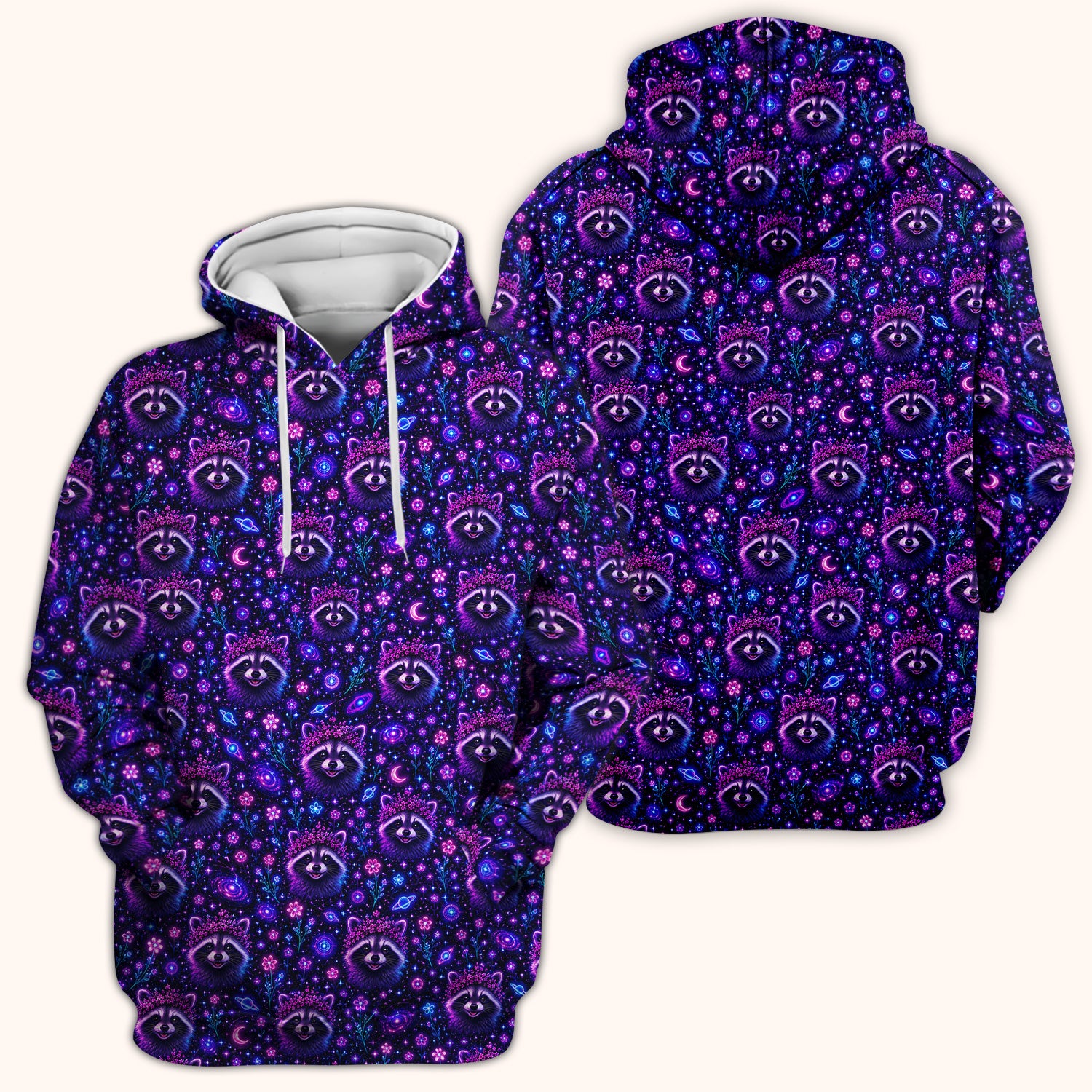 Galaxy Raccoon Nurse Pattern Scrub Top, Comfortable Scrubs for Nurses