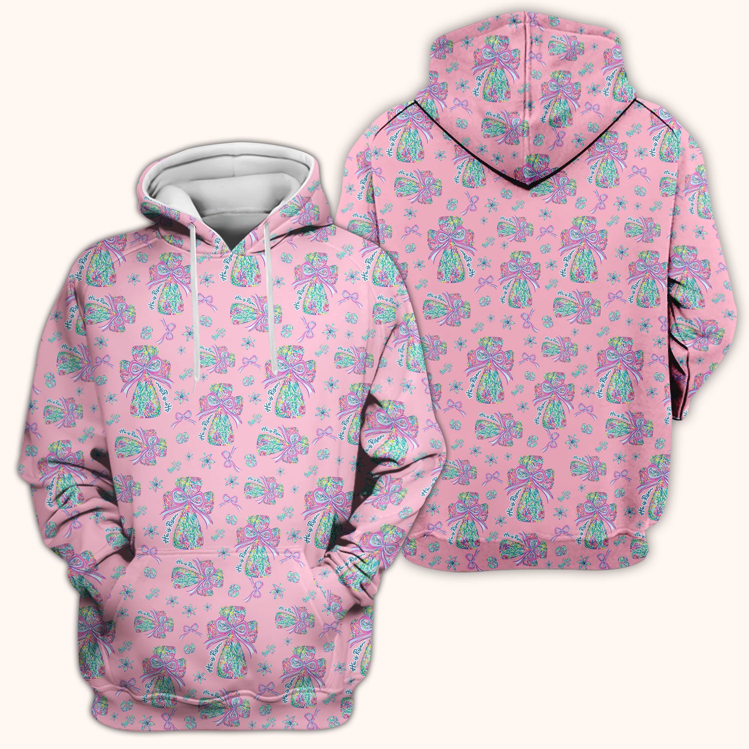 Colorful Bow Pattern Scrub Top, Breathable Fabrics Nursing Uniform