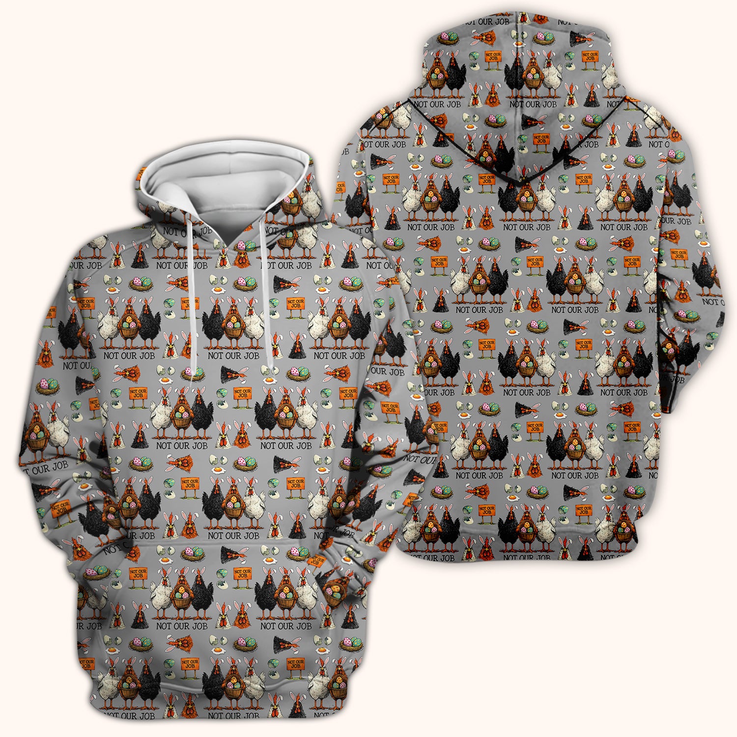 Funny Easter Chicken Humor Pattern Scrub Top, Comfortable Scrubs for Nurses