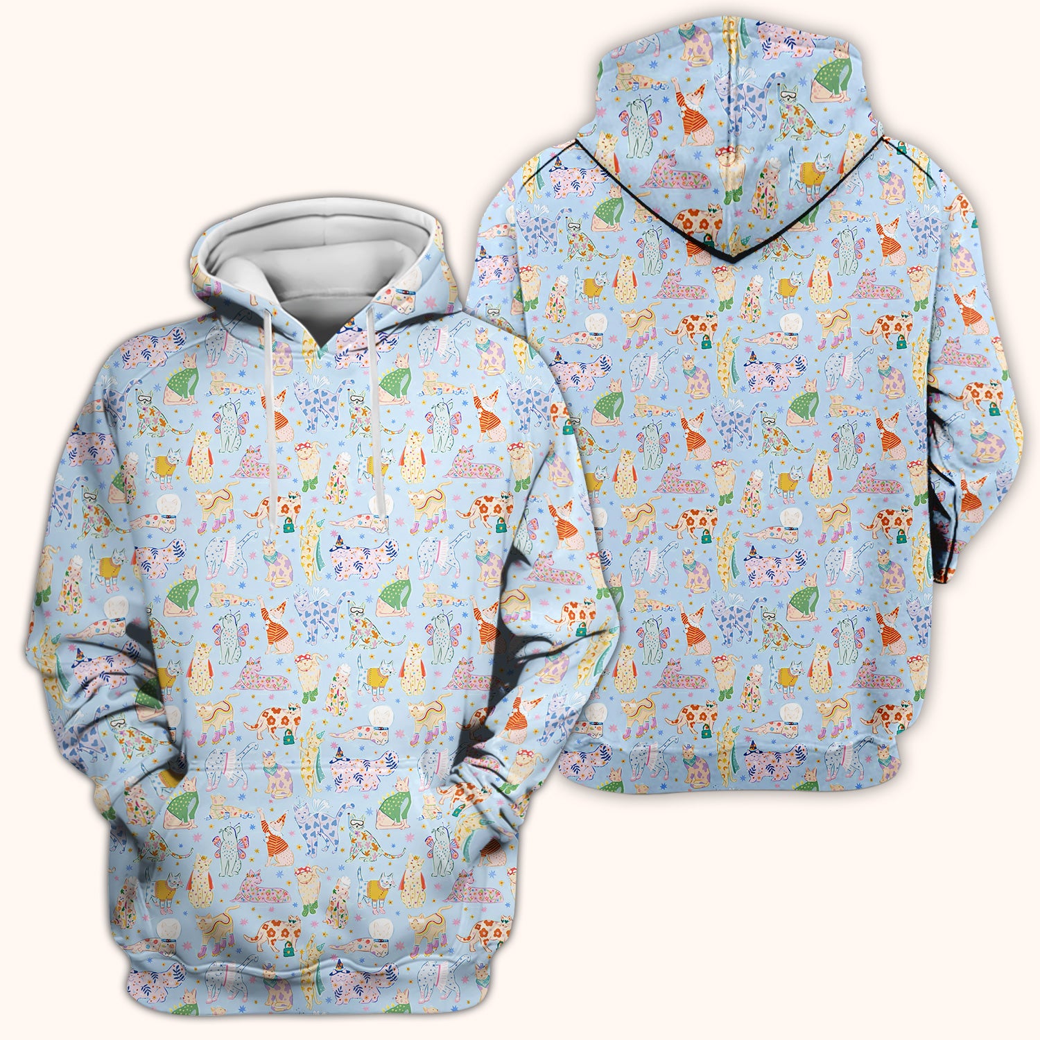 Cute Colorful Cats Pattern Scrub Top, Comfortable Scrubs for Nurses