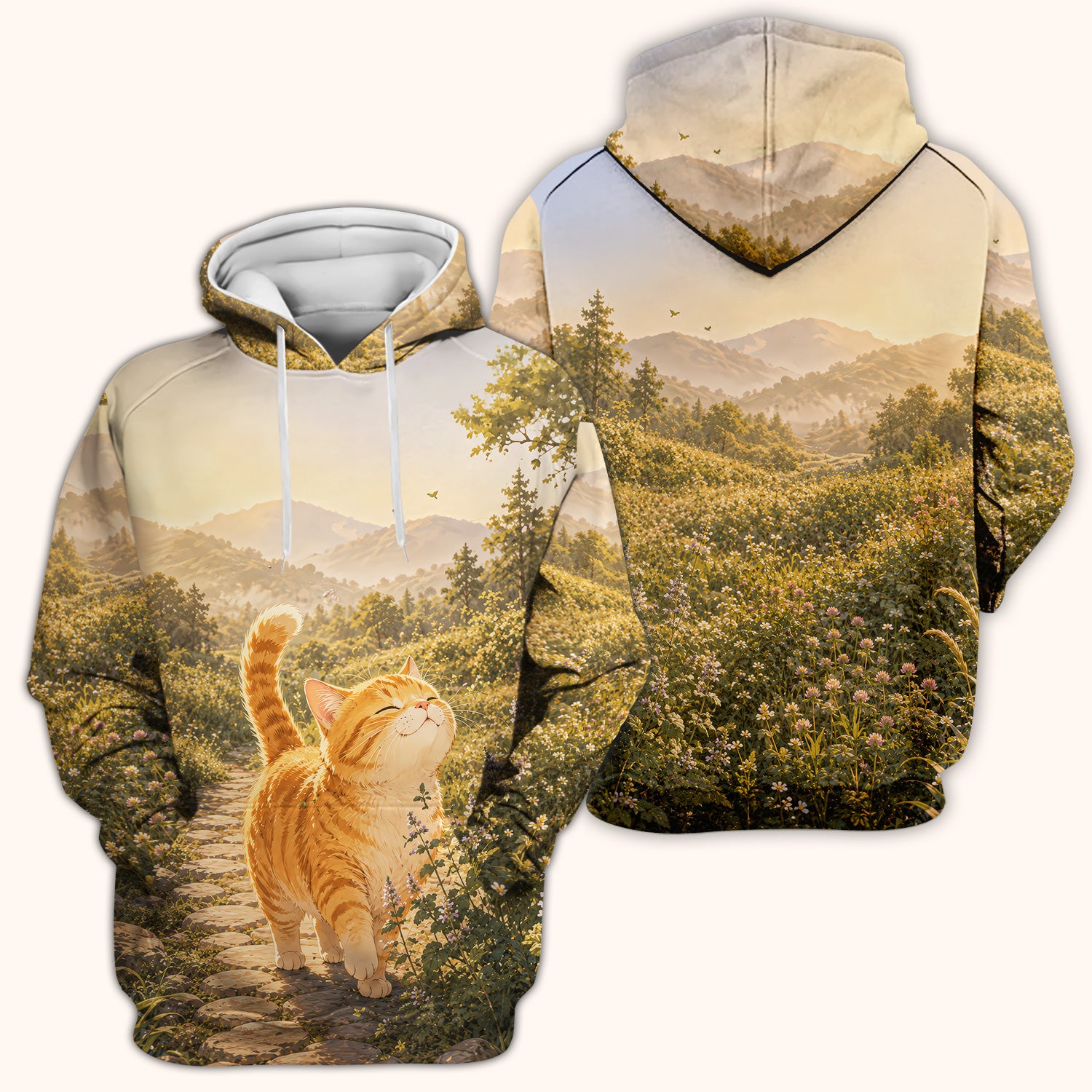 Sunny Mountain Cat Nurse, Nature Lover Medical Scrub Top, Comfortable Scrubs for Nurses