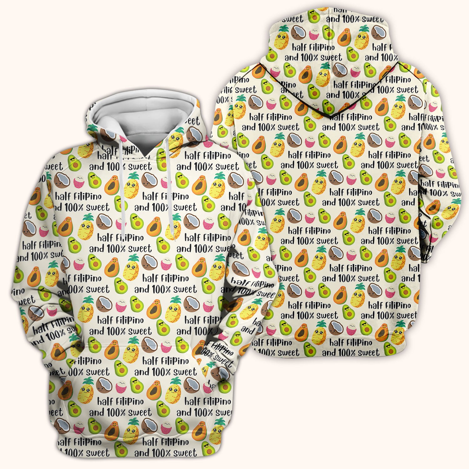 Playful Avocado Fruit Print Filipino Quote Scrub Top, Breathable Fabrics Nursing Uniform