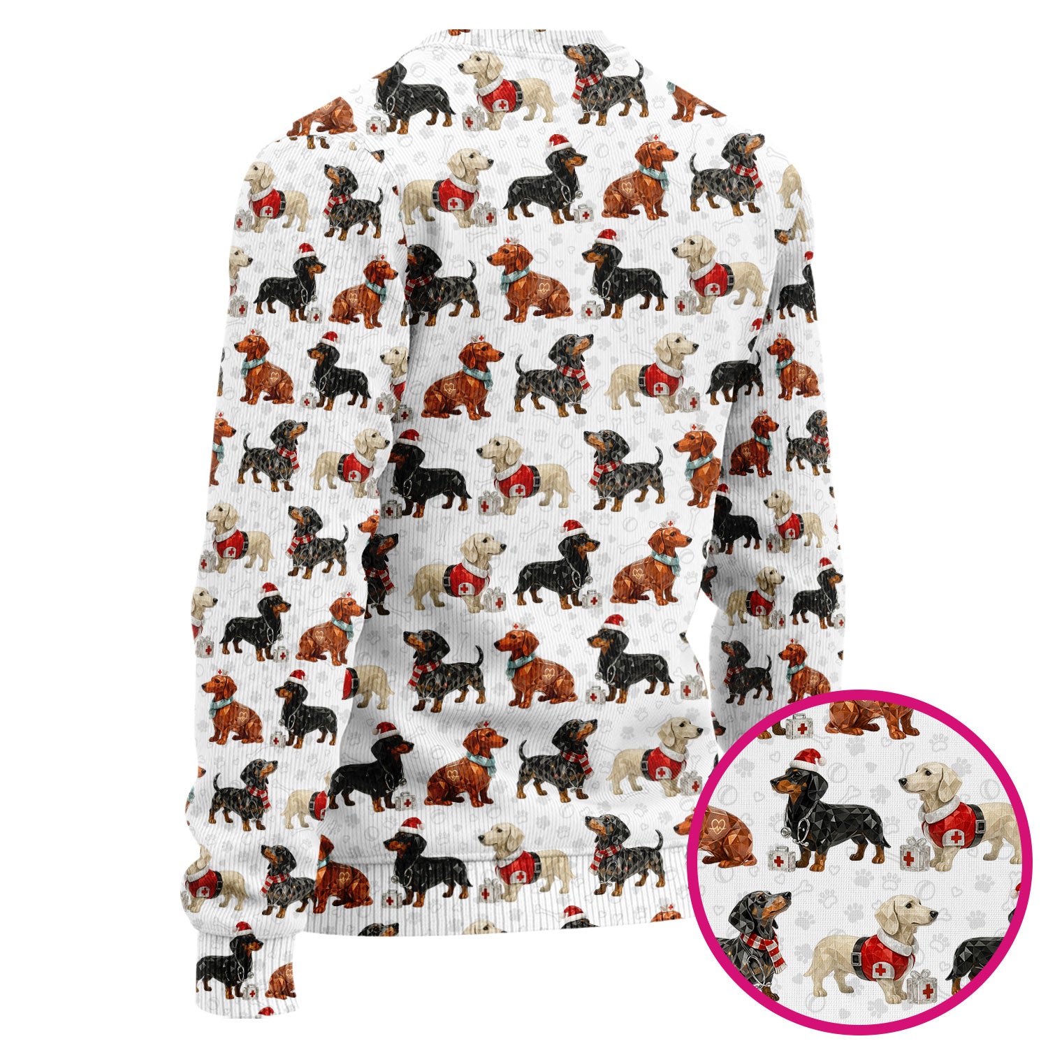 Funny Dachshund Christmas Nurse Ugly Sweater, Holiday Dog Medical Pullover For Nursing