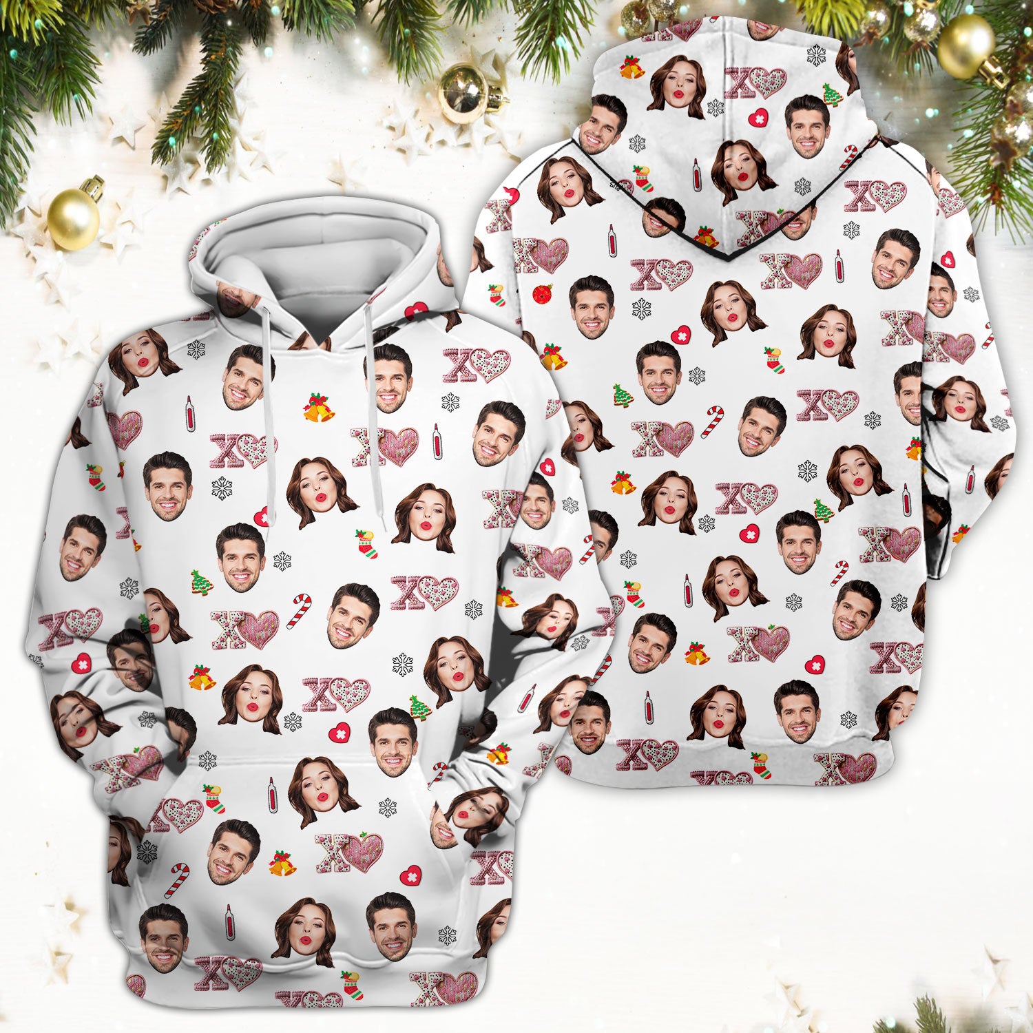 Custom Face Pattern XOXO Scrub Shirt, Personalized Photo Scrub Top, Breathable Fabrics Nursing Uniform