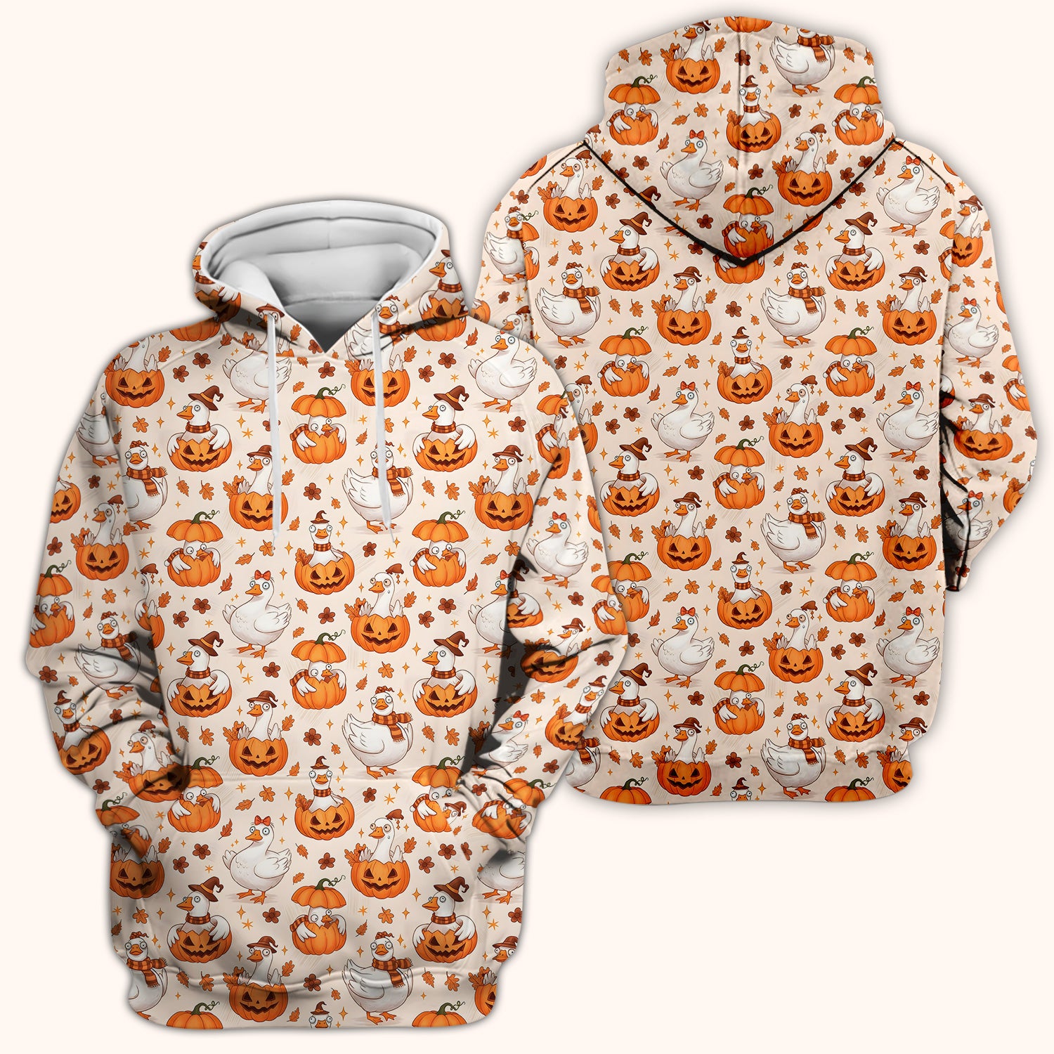 Cute Halloween Goose And Pumpkins Scrub Top, Comfortable Scrubs for Nurses