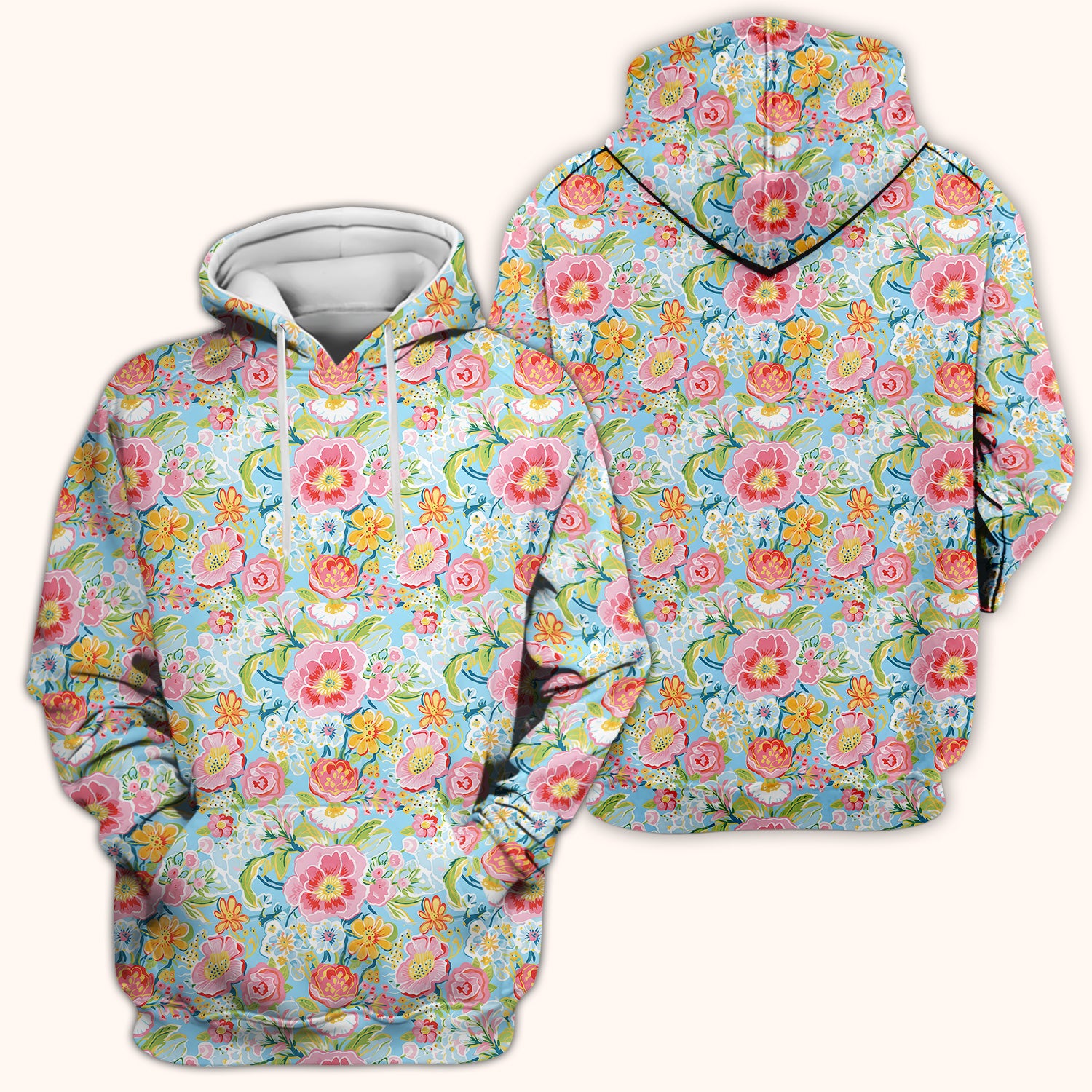 Pastel Tropical Floral Garden Pattern Scrub Top, Comfortable Scrubs for Nurses
