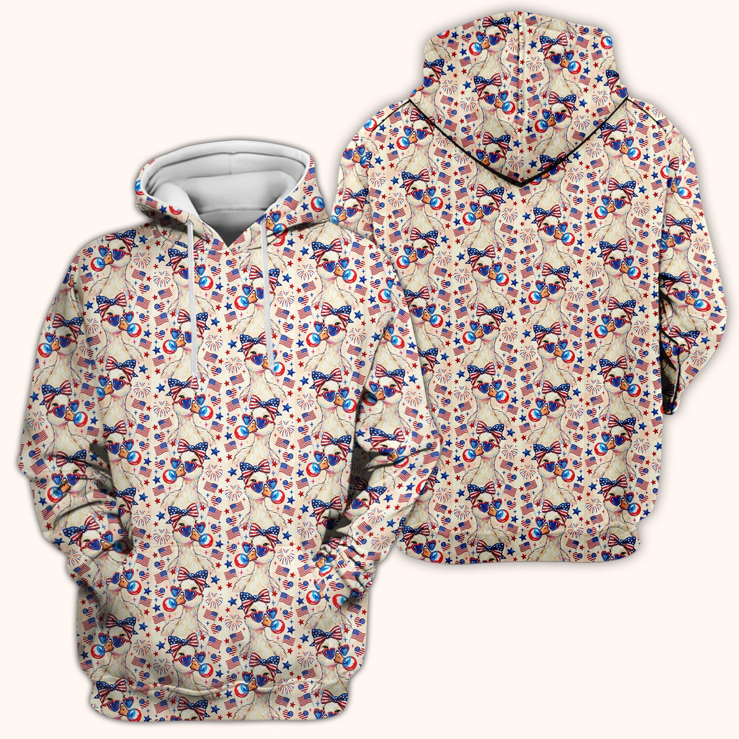 USA Flag 250th Patriotic Duck Sunglasses Pattern Scrub Top, Breathable Fabrics Nursing Uniform